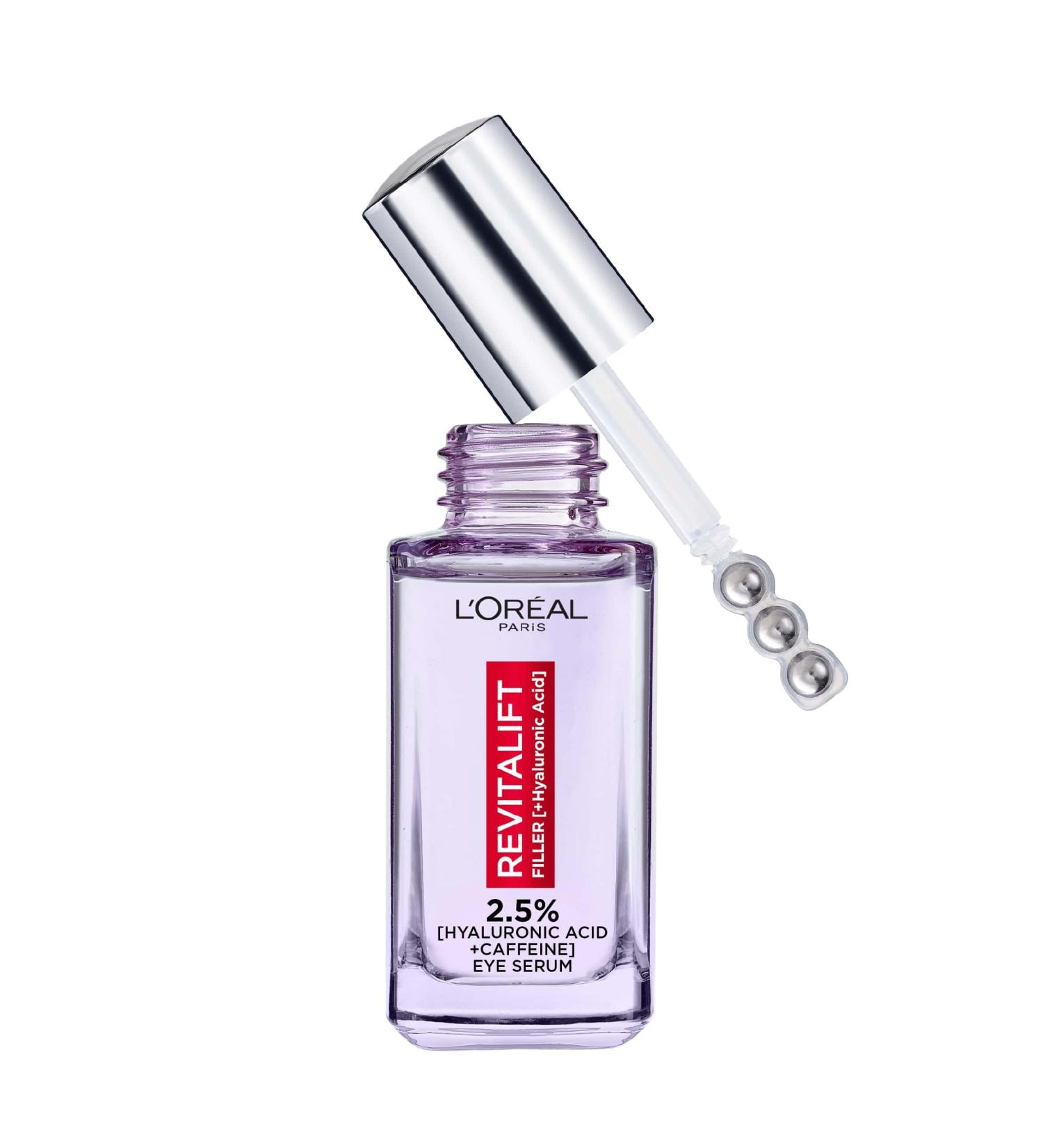 L'Or al Paris Revitalift Filler Eye Serum 20ml - 2.5% Hyaluronic Acid & Caffeine | Replumps, Brightens, De-Puffs - Buy Online on SooperMarket.com