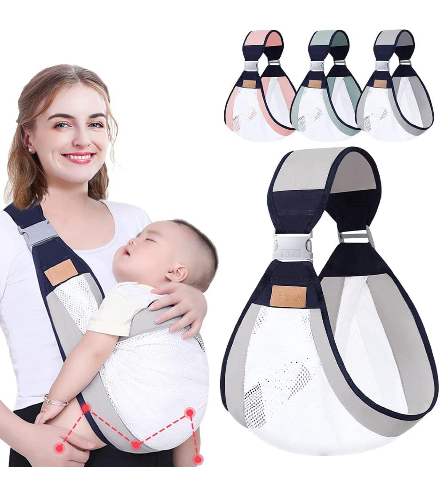 HINATAA Breathable Baby Sling | Adjustable Baby Carrier Wrap | Quick Dry with Thick Shoulder Straps | 0-36 Months Baby | Grey B - Buy Online on SooperMarket.com