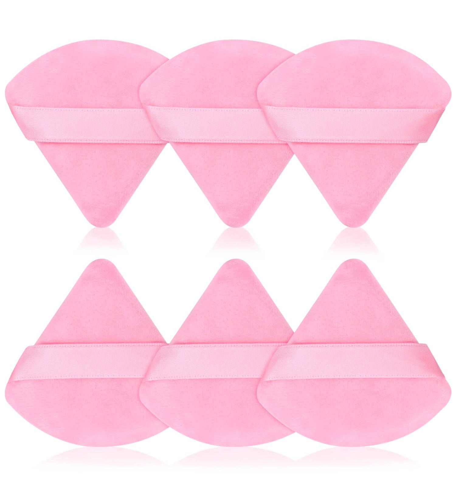 Prousky 6-Piece Dark Pink Triangle Makeup Powder Puffs - Soft Velour Puff for Pressed and Loose Powder, Ideal for Face Foundation and Mineral Makeup Application - Buy Online on SooperMarket.com