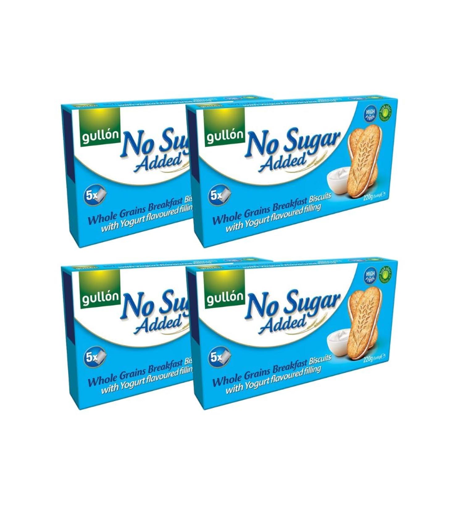 Digestive Cookie Bundle Containing Gullon Whole Grain Breakfast Biscuits With Yoghurt Filling No Sugar Added 220g (4 Pack)
