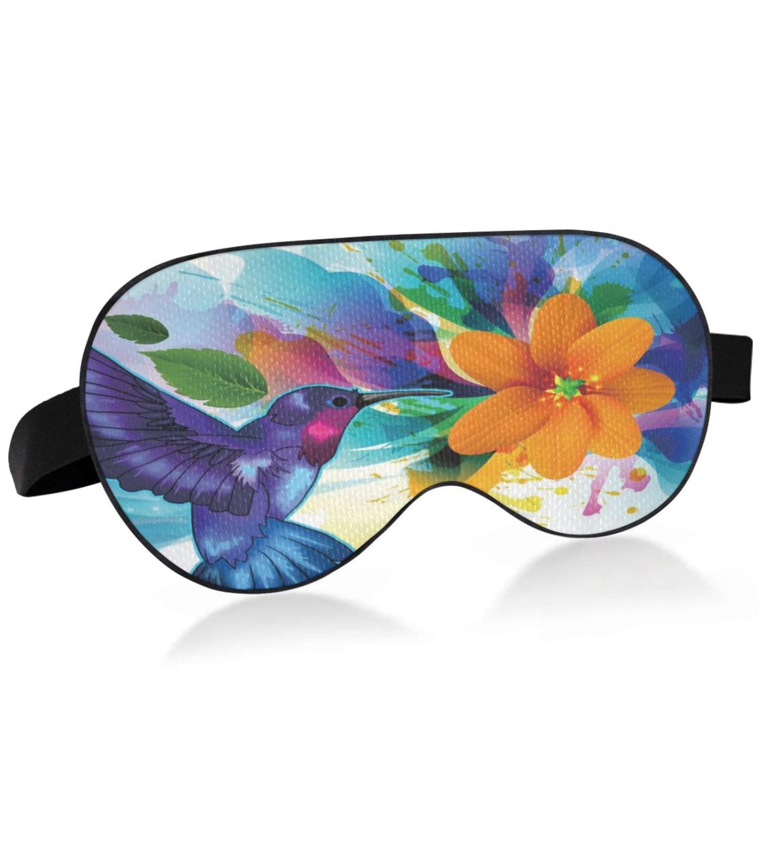 Haskirky Light Blocking Eye Mask - Adjustable Breathable Travel Mask for Deep Sleep - Men & Women - Office Yoga Meditation Mask - Watercolor Bird Design - Buy Online on SooperMarket.com
