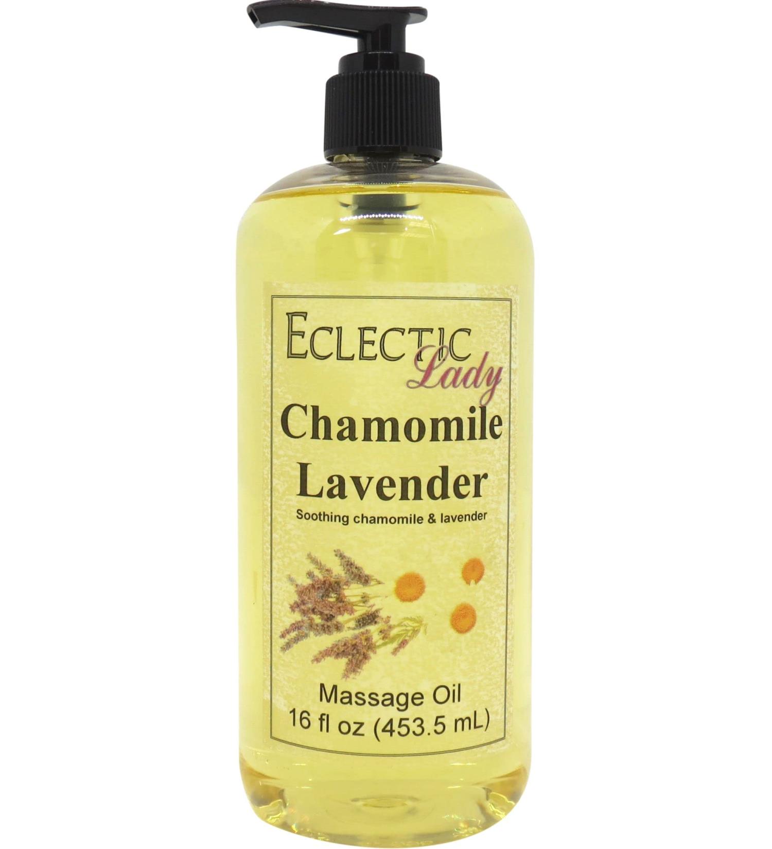 Chamomile Lavender Massage Oil 16oz | Sweet Almond & Jojoba Oil | Preservative-Free Aromatherapy Relaxation - Buy Online on SooperMarket.com
