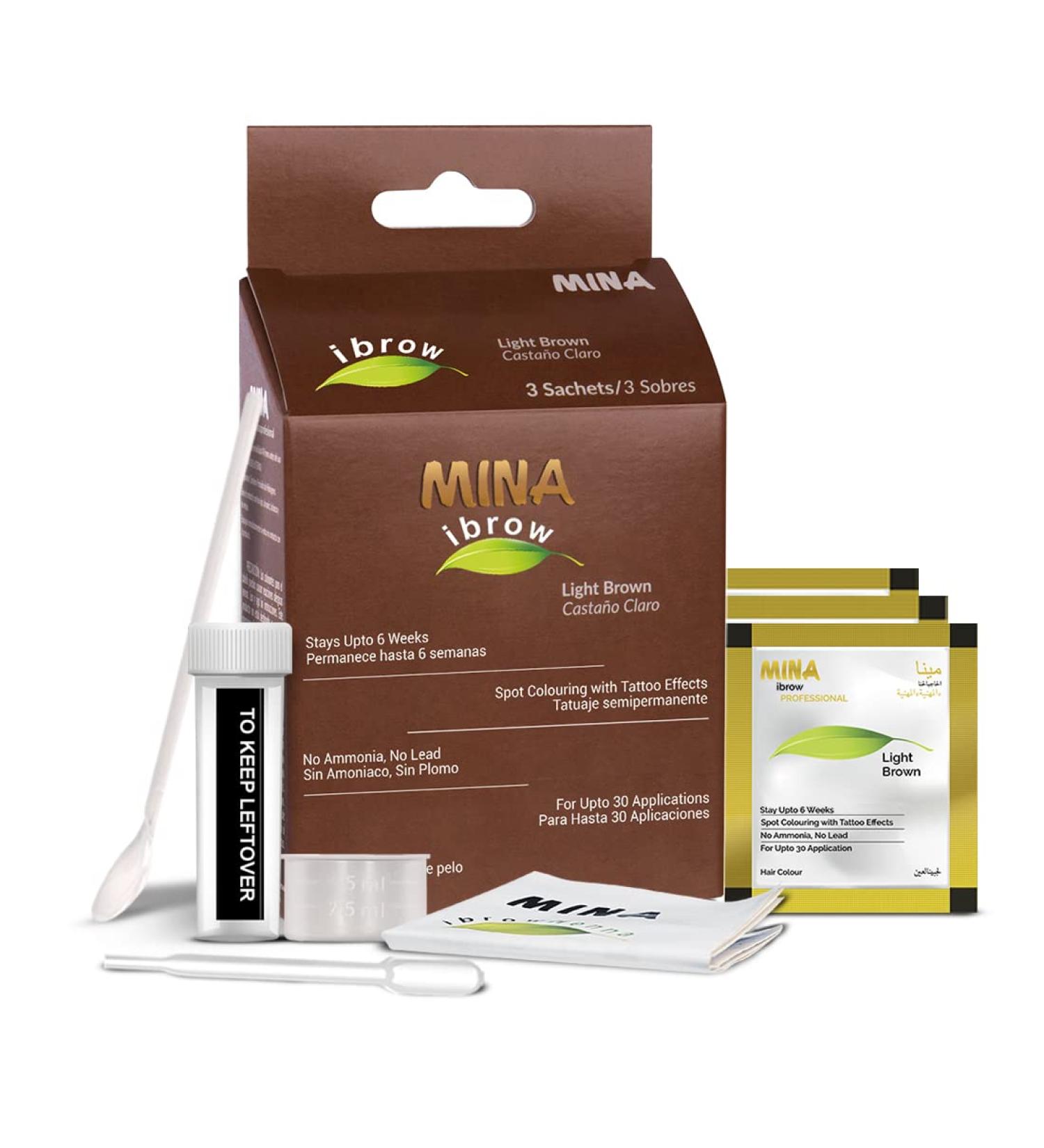 Mina ibrow Hair Color Light Brown - Natural Spot Coloring Hair Tinting Powder | Water and Smudge Proof | No Ammonia, No Lead | 100% Gray Coverage | Vegan & Cruelty-Free - Buy Online on SooperMarket.com