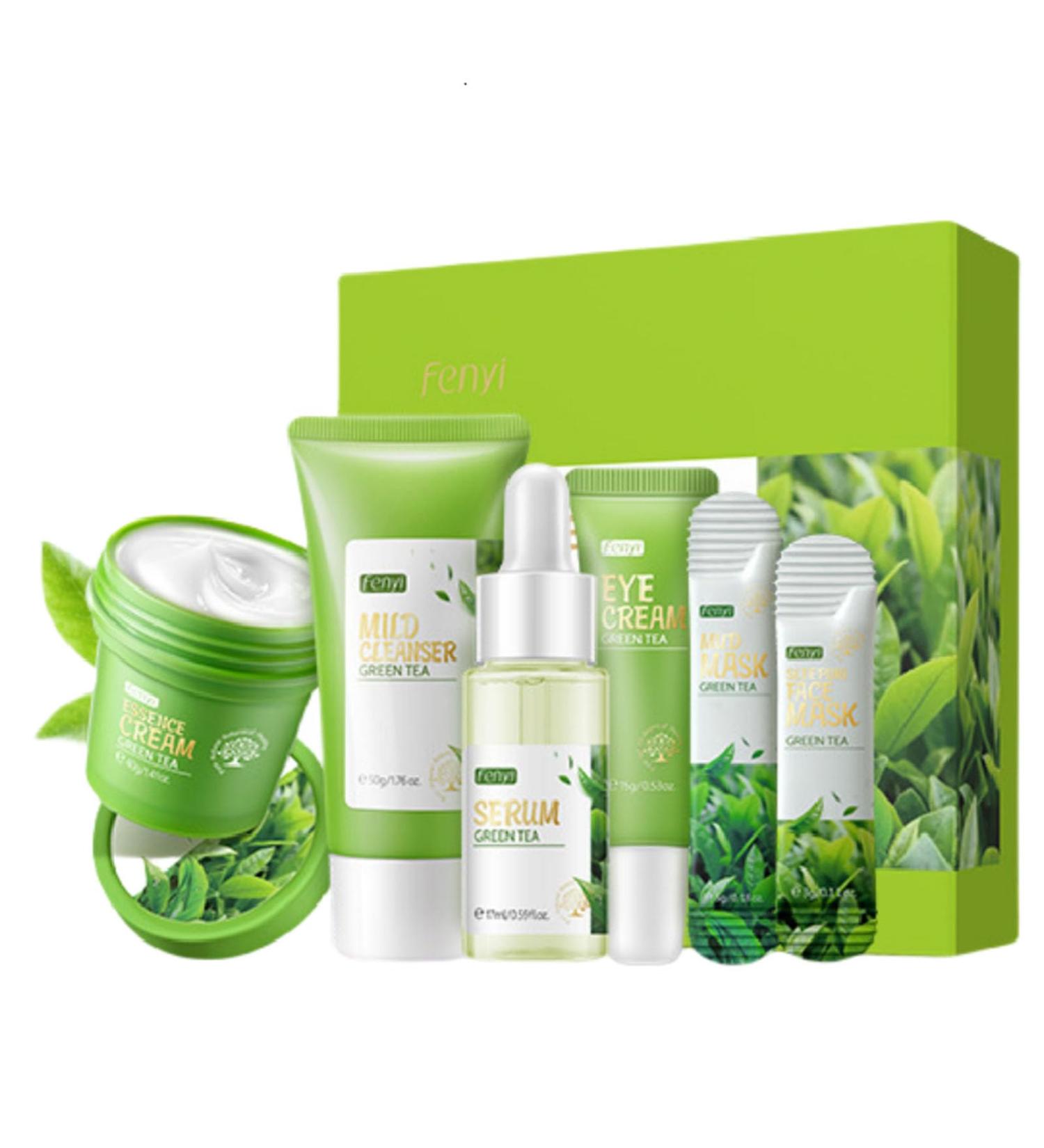 Buy Green Tea Skincare Set - 19-In-1 Gift with Natural Extracts | Cleanser Serum Creams & Masks for Teen Girls - Moisturizing & Nourishing Skin Care - Buy Online on SooperMarket.com