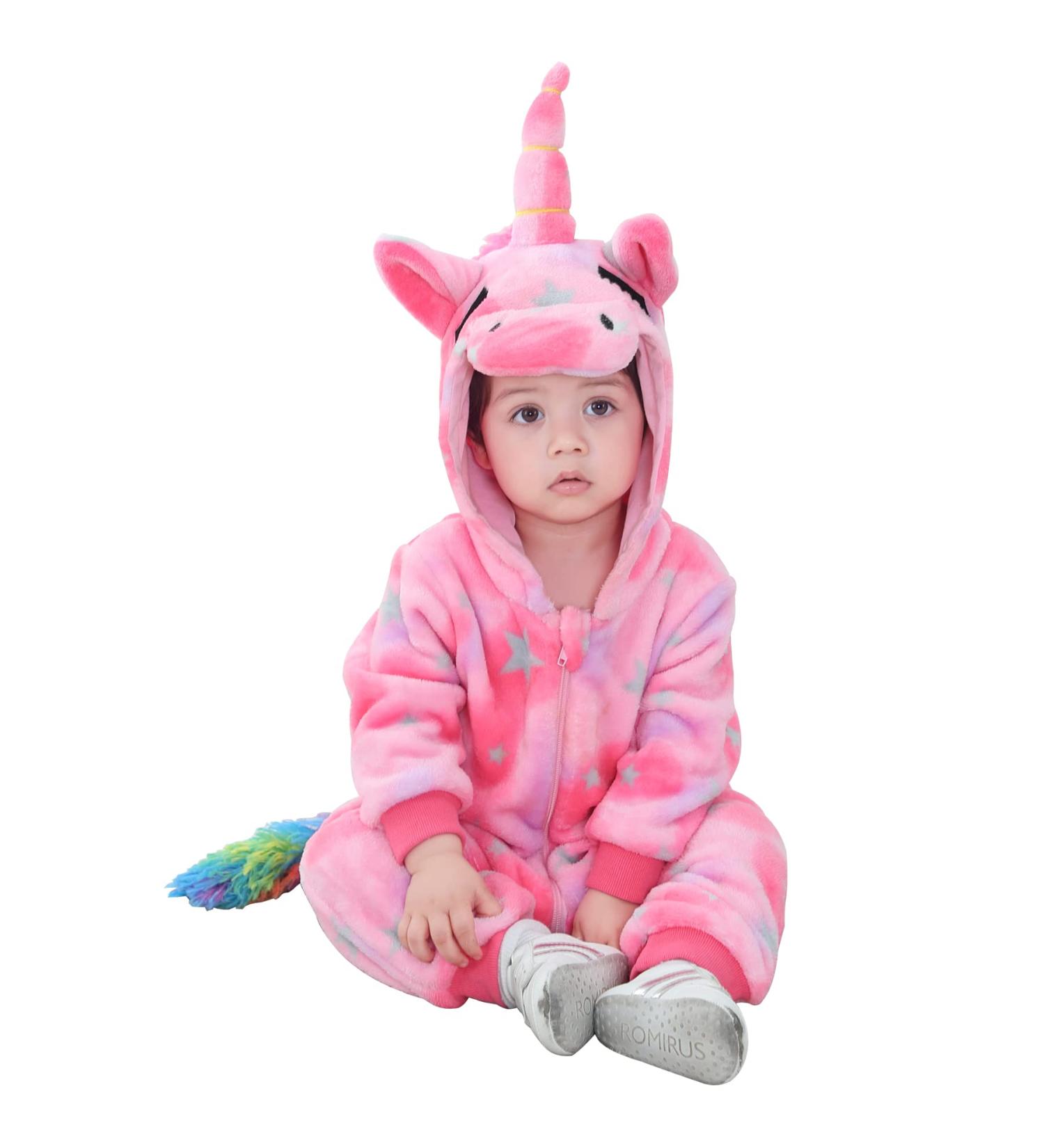 Doladola Baby Flannel Unicorn Hooded Romper | Toddler Jumpsuit 18-24 Months - Buy Online on SooperMarket.com