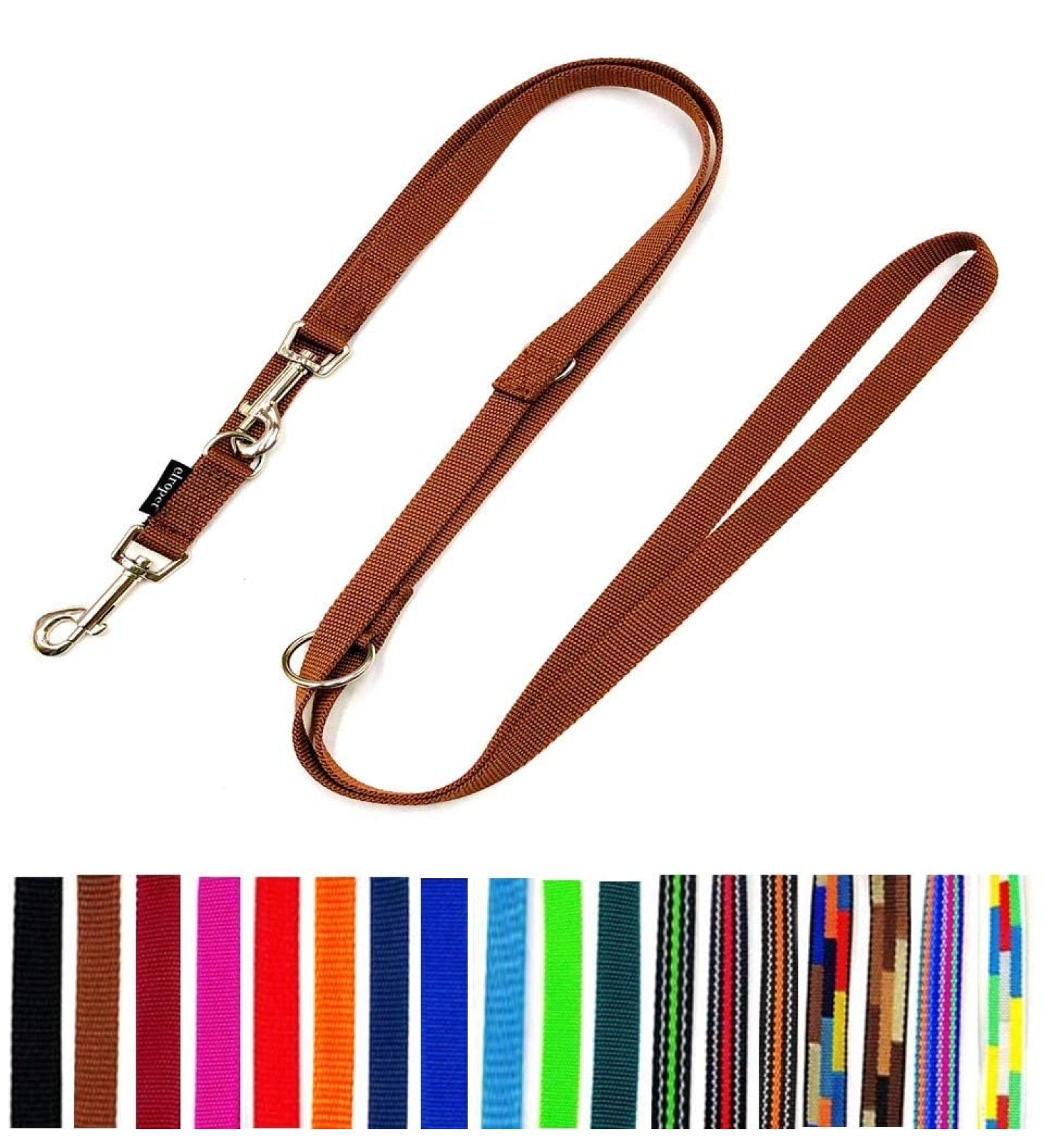 Adjustable Dog Leash for Large Dogs - Double Leash 5m Length Brown 20mm | International Shipping - Buy Online on SooperMarket.com