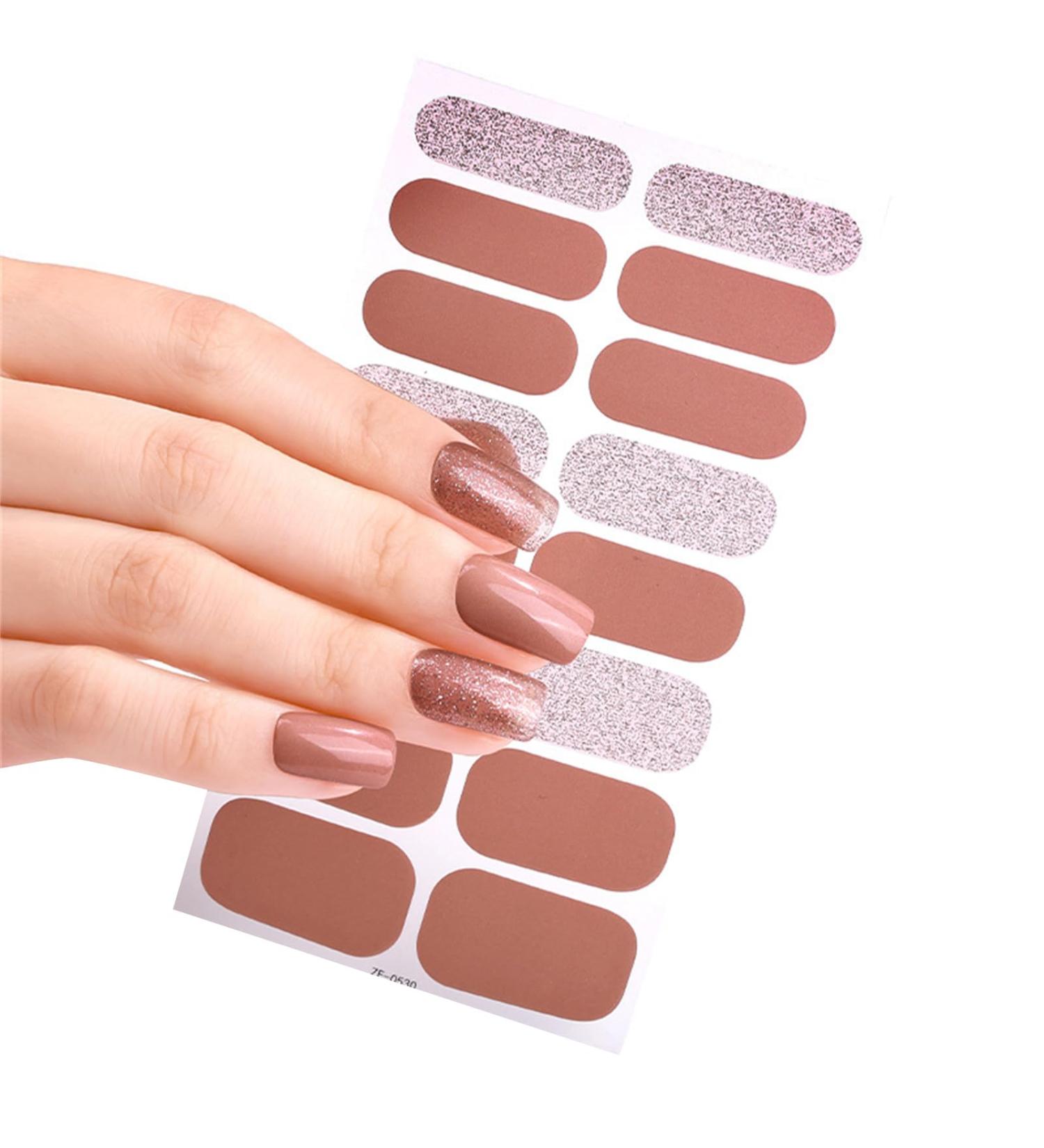 20 Pcs Semi Cured Gel Nail Strips With Soft Glossy Gel Finish Long Lasting Nail Wraps Glitter Gel Nail Stickers Convenient And Easy To Use Nail Sticker Ze0530 - Buy Online on SooperMarket.com