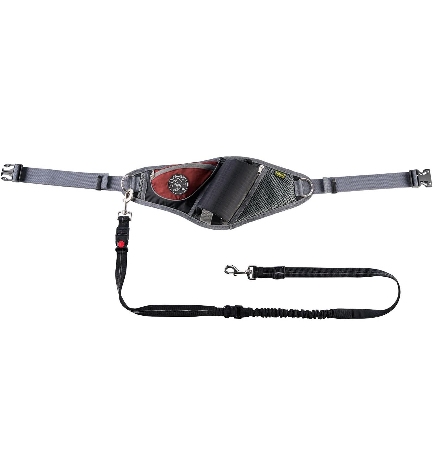 HUNTER Jasper Anti-Jerk Leash & Jogging Belt - Shock Absorber Reflective Red/Black & Red/Grey - One Size | Buy Internationally - Buy Online on SooperMarket.com