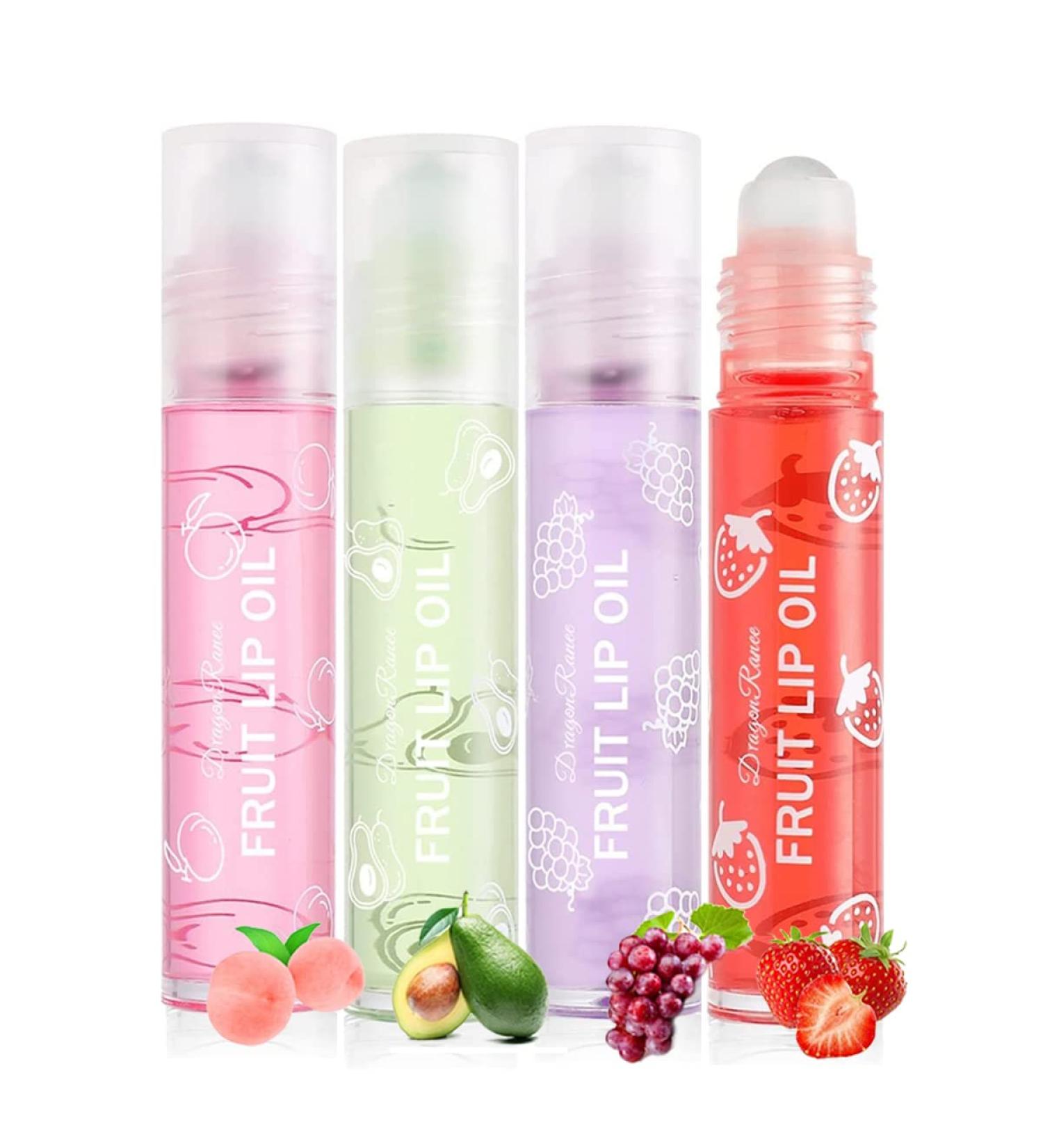 Aaiffey Hydrating Plumping Lip Oil Fruit-Flavored Roll-on Lip Balm Kit - 4pcs - Buy Online on SooperMarket.com