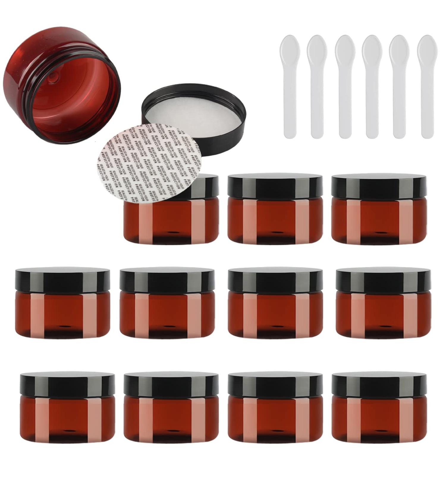 Buy Tianzd 12 pcs 100ml Brown Plastic Cream Can & 6 Spatulas - Ideal Cosmetic Containers for International Shipping - Buy Online on SooperMarket.com