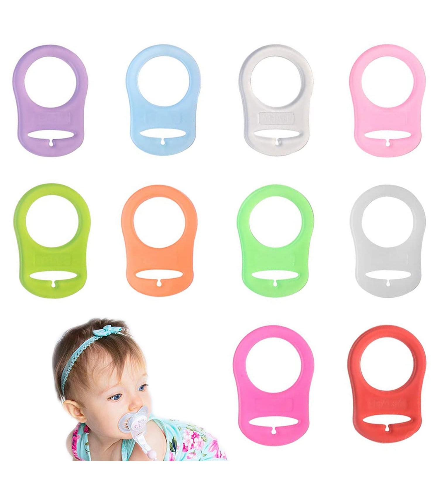 Norhogo 10-Piece Silicone Ring Set for Pacifiers - BPA-Free Ten Colors Baby Silicone Ring Holder - Buy Online on SooperMarket.com