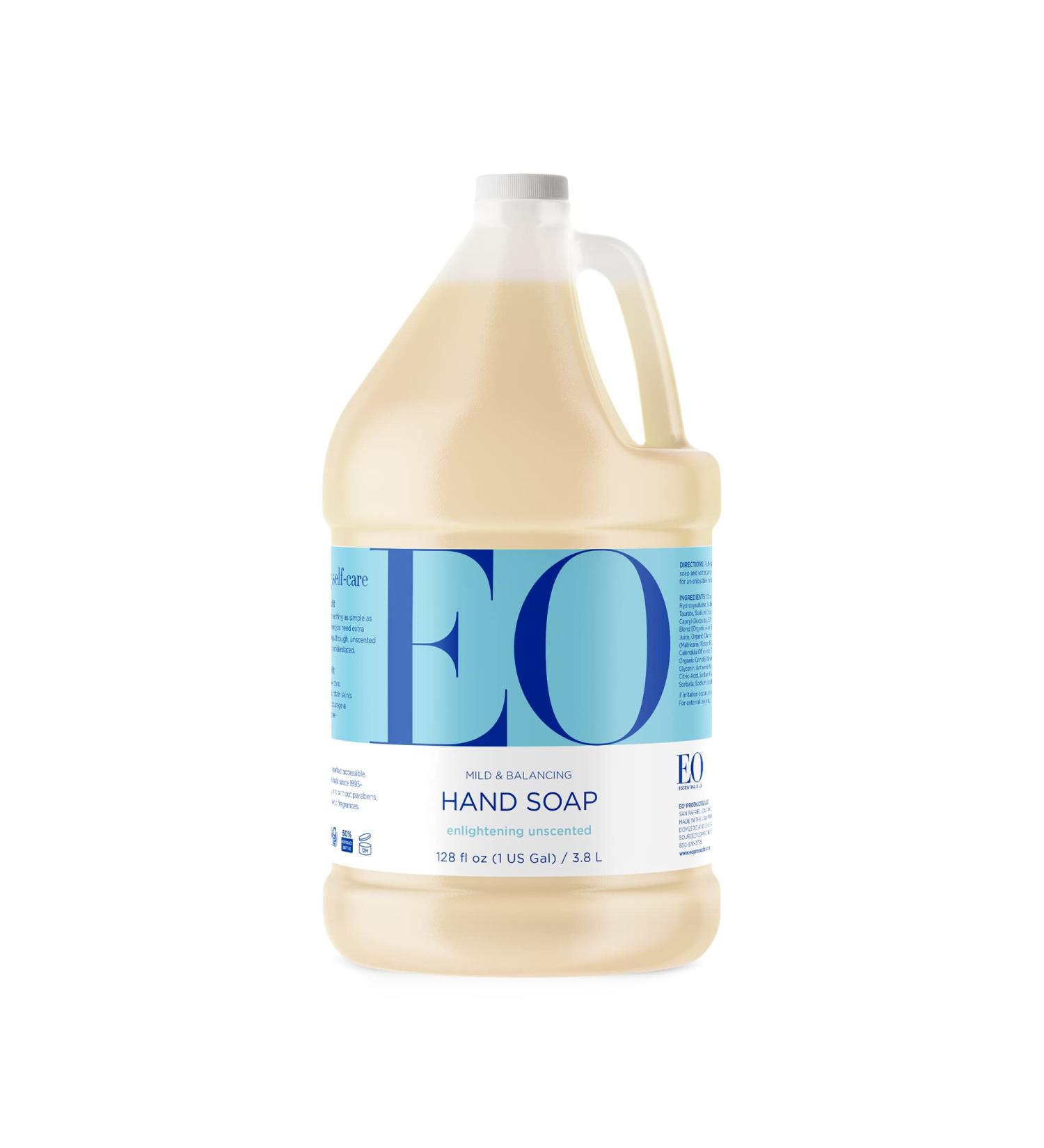 Organic Plant-Based EO Liquid Hand Soap Refill - 1 Gallon, Unscented with Pure Essential Oils - Buy Online on SooperMarket.com