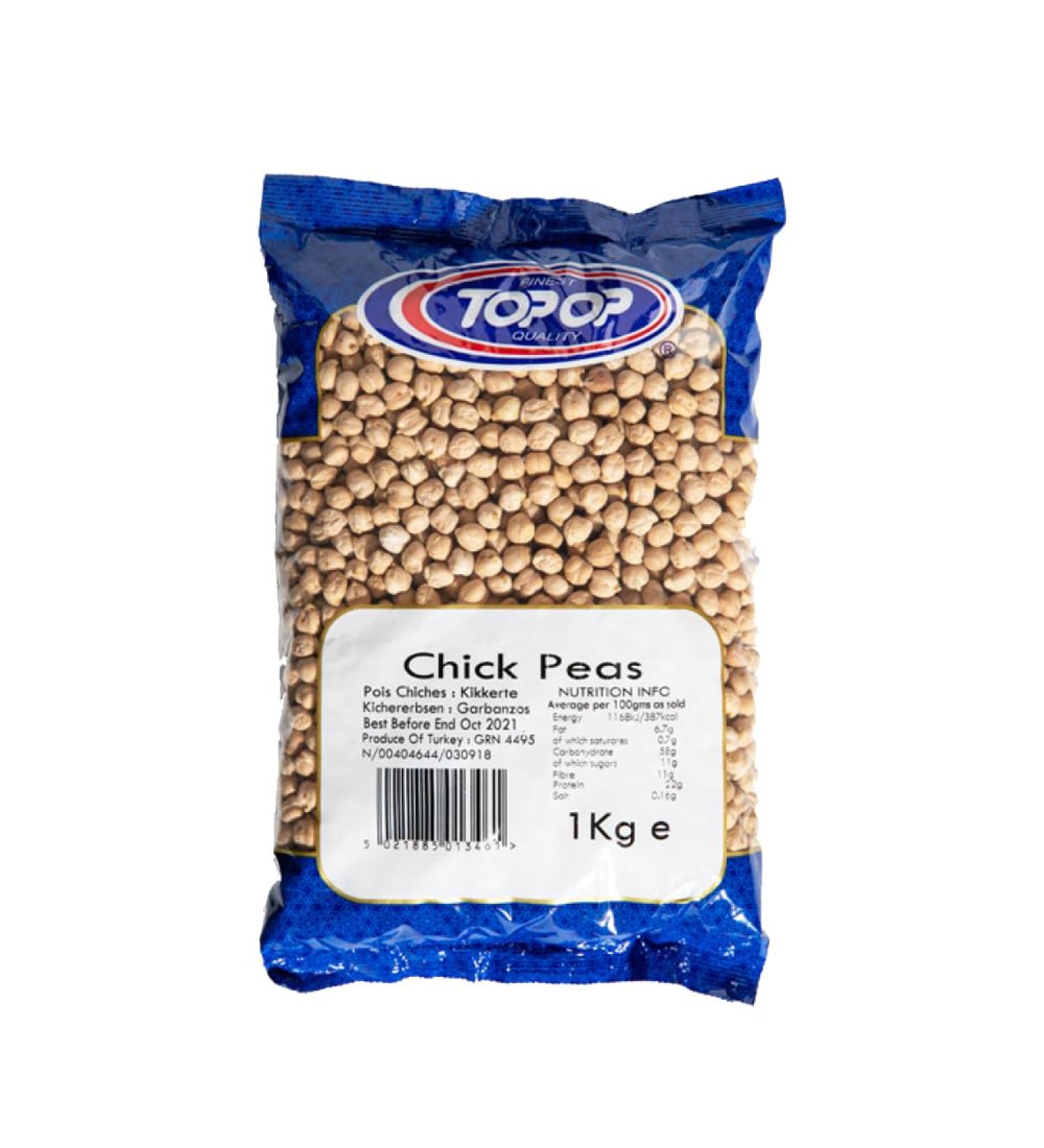 Top Op Chick Peas | 1KG | Chick Peas | Healthy Food | High Fibre | High Protein | Natural | Indian Origin | Gluten Friendly - Buy Online on SooperMarket.com