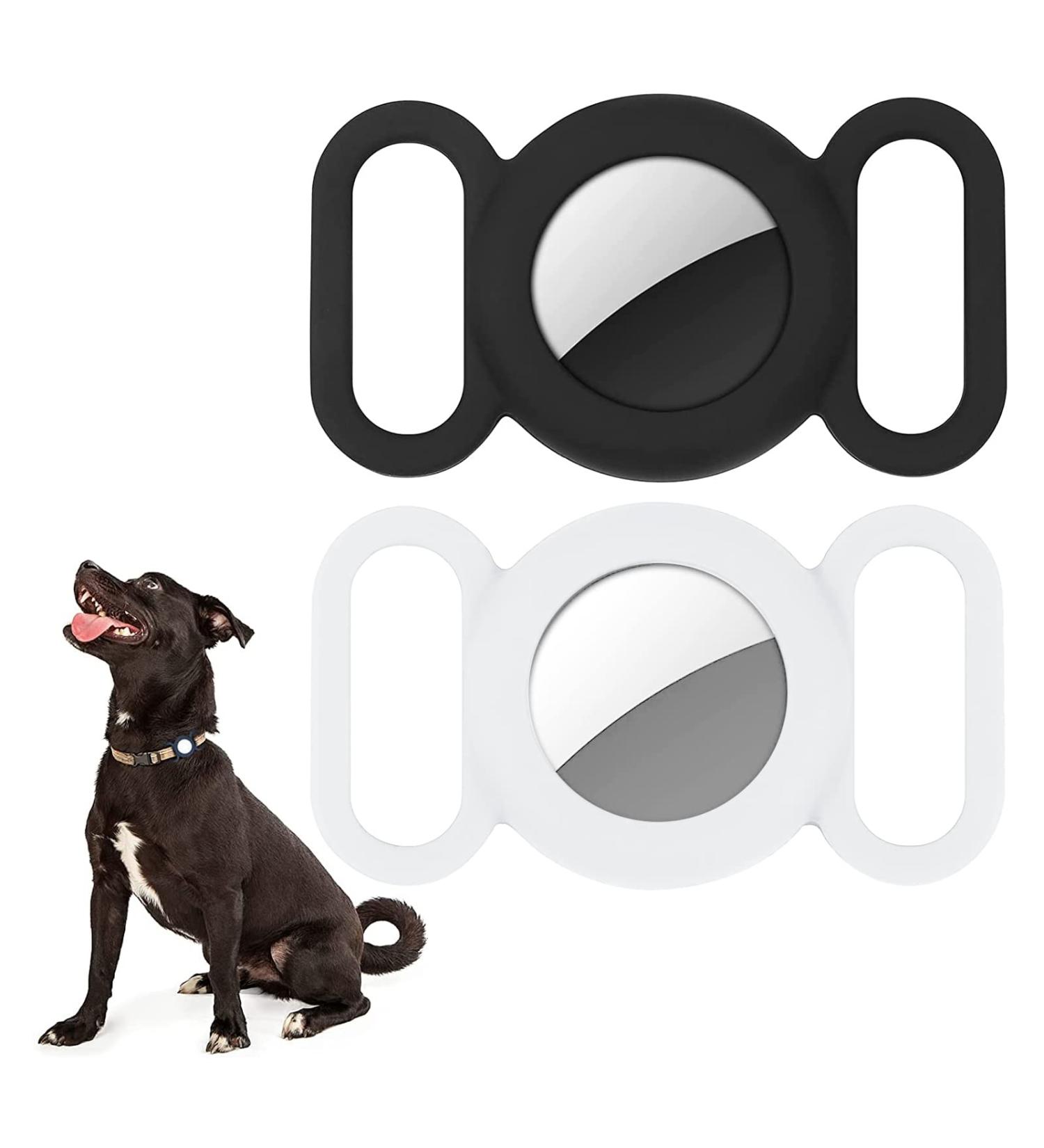 Wallfid Airtag Dog Collar & Silicone GPS Tracker Cover Anti-Loss Pet Accessory for Cats & Dogs (Black & White) - Buy Online on SooperMarket.com