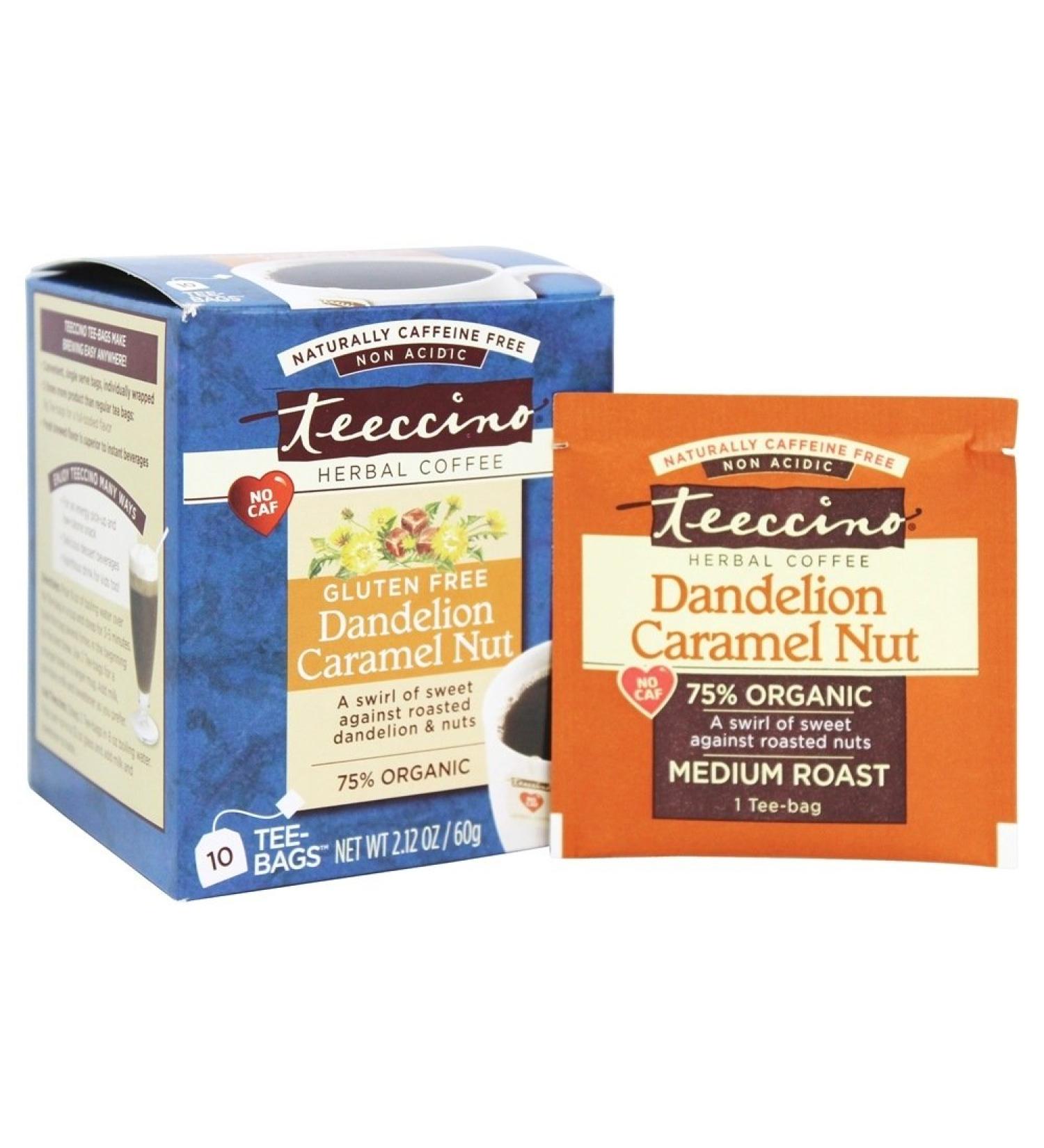 Buy Teeccino Dandelion Caramel Nut Herbal Tea - Caffeine Free 10 Bags (60g) - Buy Online on SooperMarket.com