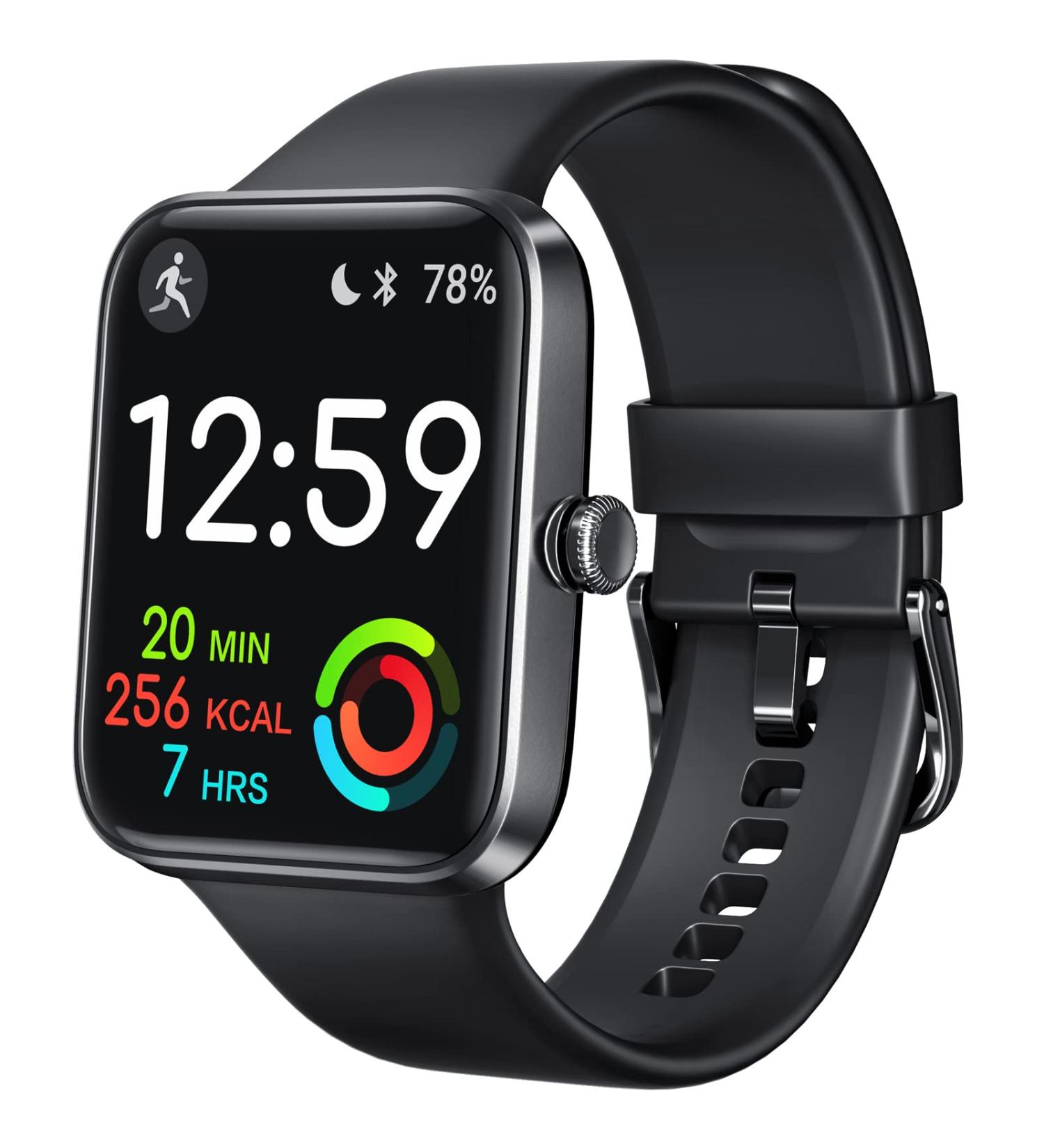 24/7 Heart Rate Blood Oxygen Sleep Tracker Smart Watch Fitness Tracker | Waterproof Touchscreen Smartwatch for Men Women - Black - Buy Online on SooperMarket.com