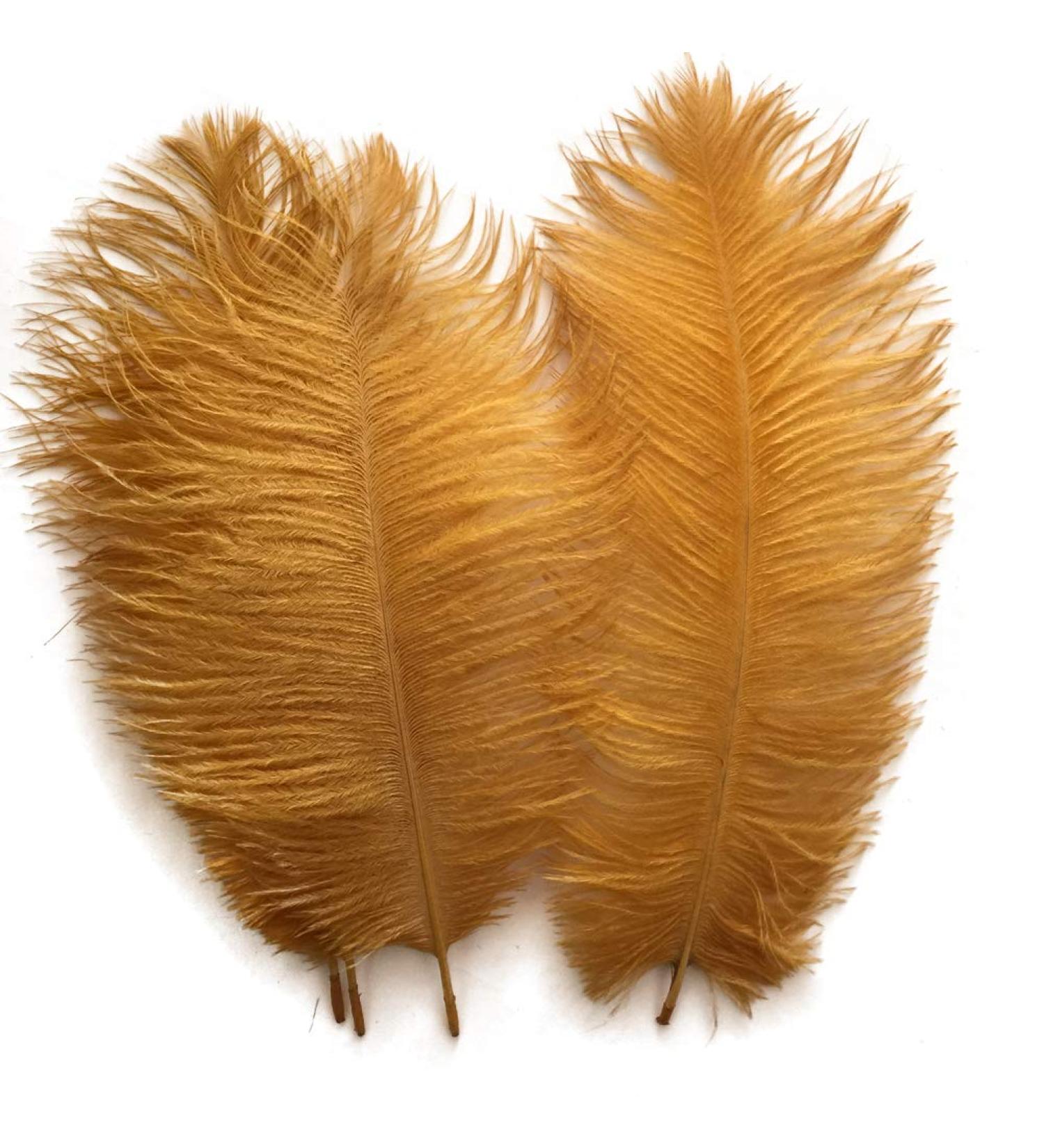 Shekyeo Gold 10-12inch 25-30cm Ostrich Feather Home Decoration DIY Craft Pack of 10