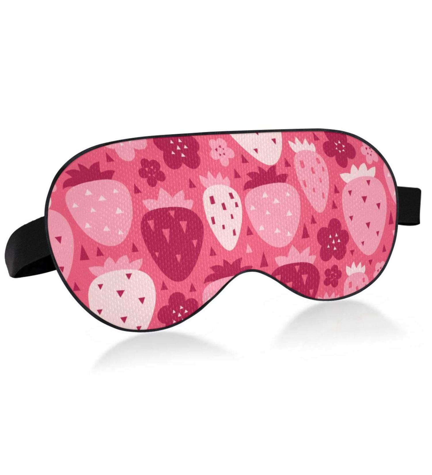 Haskirky Light Blocking Eye Mask | Breathable & Adjustable for Men and Women | Perfect for Travel, Yoga, and Deep Sleep | Pink Strawberry - Buy Online on SooperMarket.com