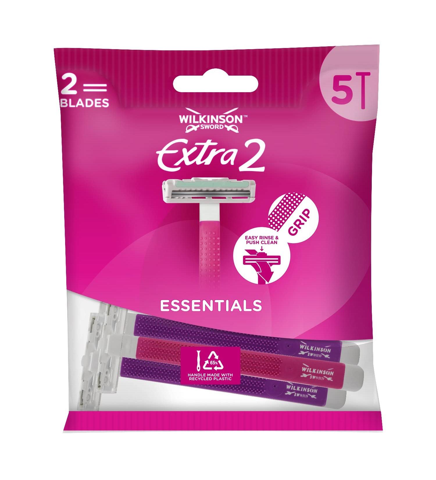 Wilkinson Sword Extra 2 Beauty Disposable Razors for Women - 10 Pack (5 pcs x 2) - Smooth Shaving Experience - Buy Online on SooperMarket.com