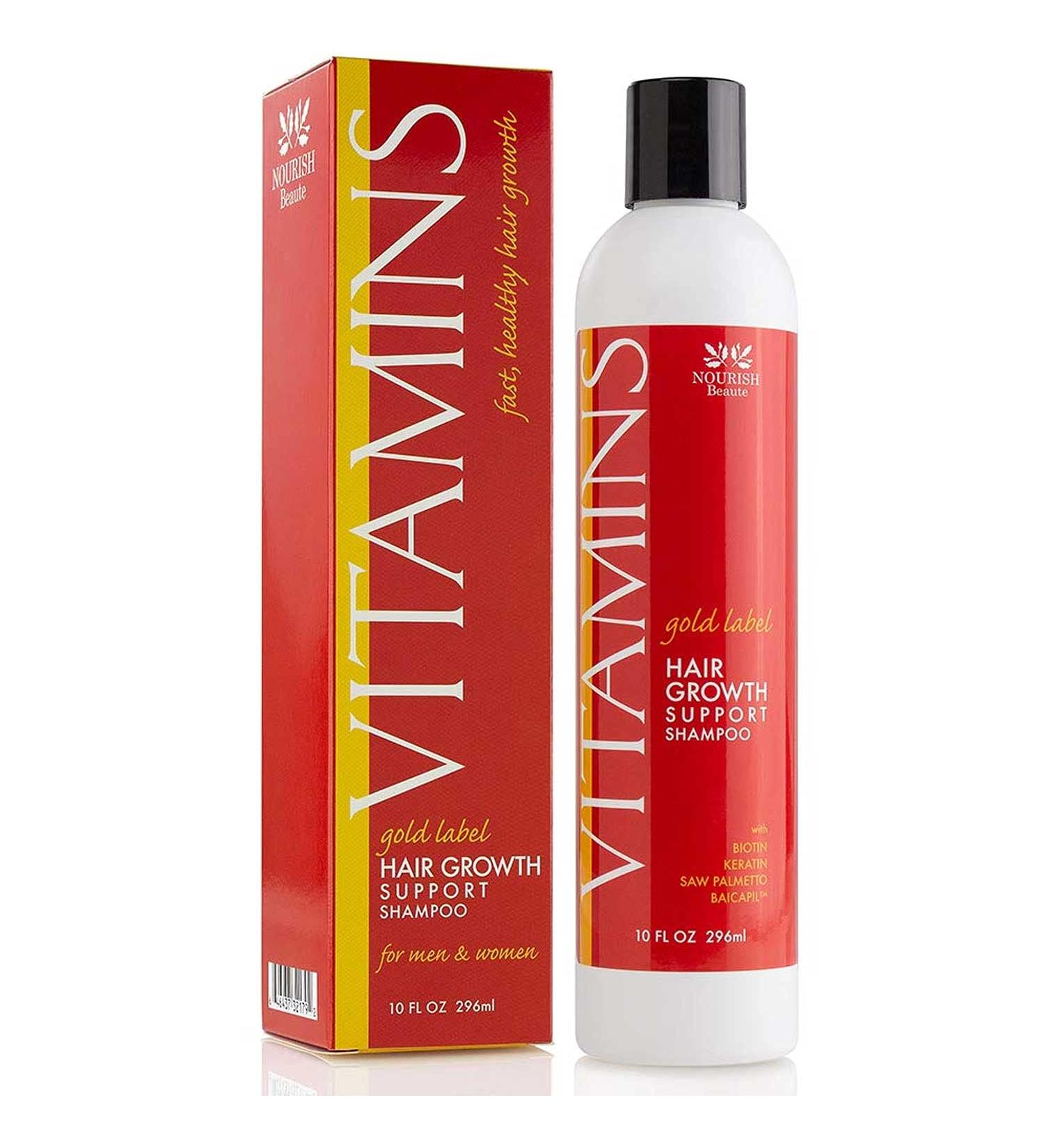 Nourish Beaute Vitamins Natural Shampoo for Hair Growth and Loss - Biotin & DHT Blockers, No Sulfate - Men and Women - 10 Fl Oz - Buy Online on SooperMarket.com