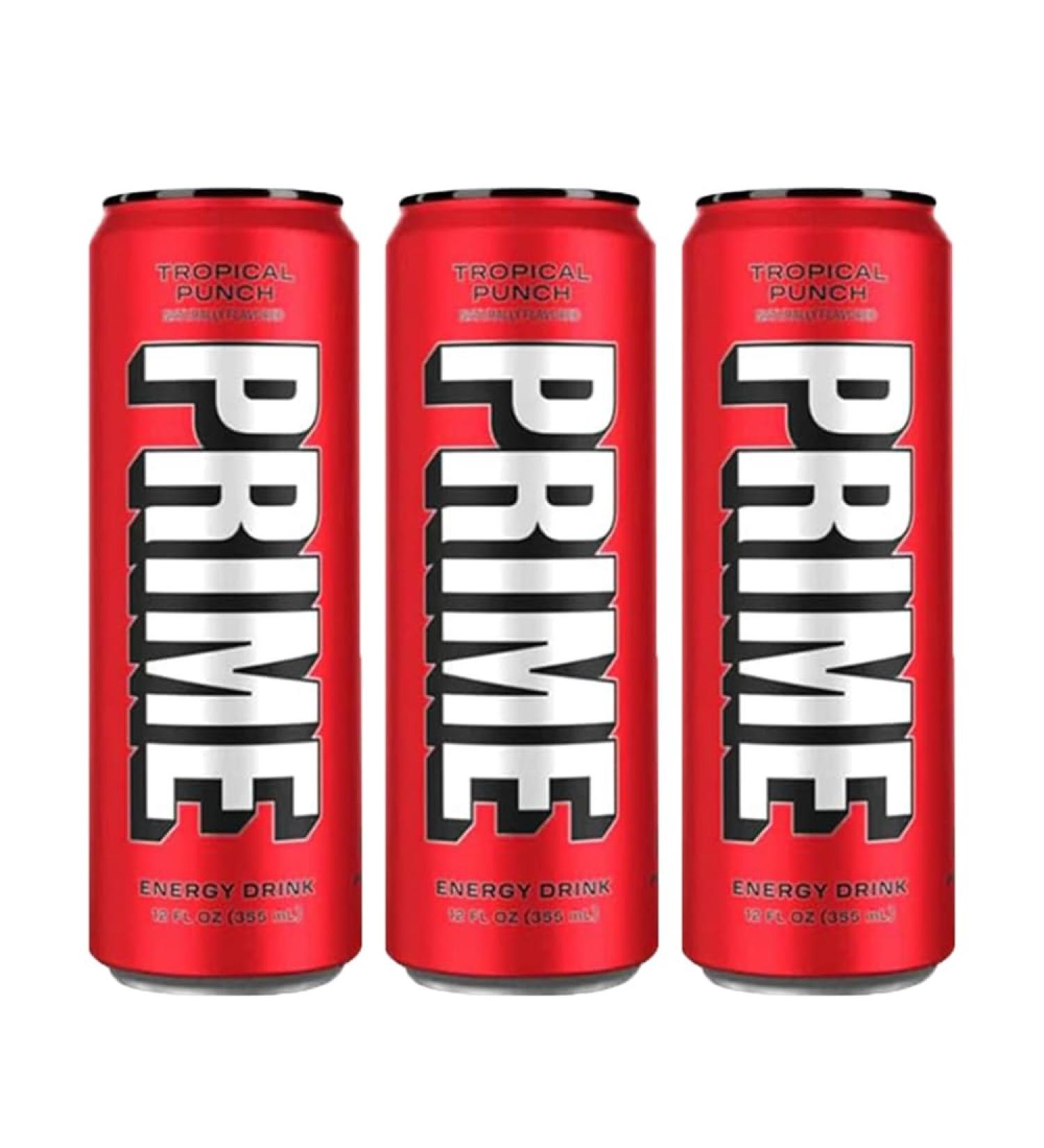 3 x 330ml Energy Drink Tropical Fruit Flavour NO added Sugar Fizzy Vegan Gluten Free