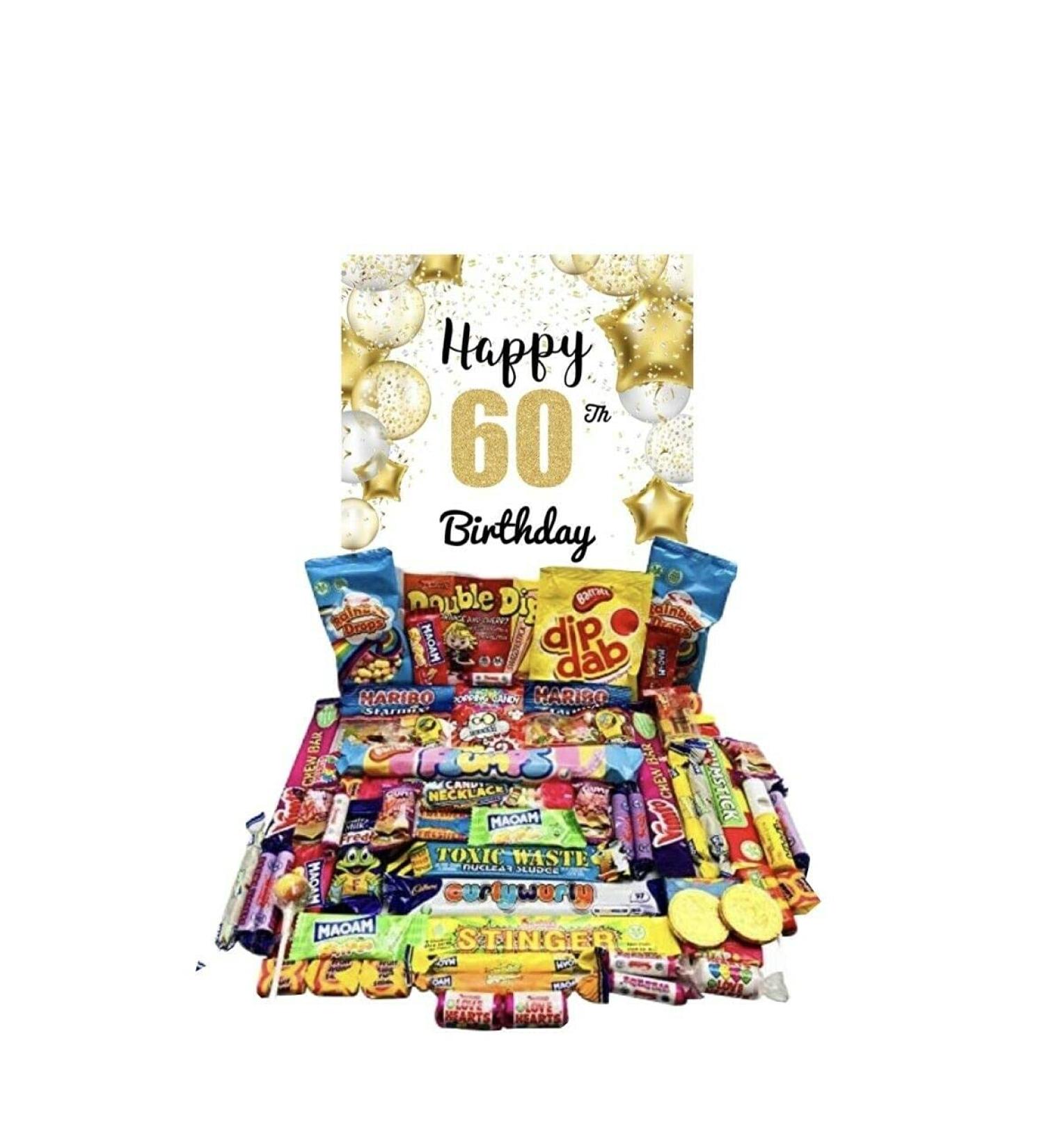 Happy 60th Birthday Sweets Pick N Mix The Ultimate Retro Sweet Selection 70s 80s Box Sweet Hamper -Present Gift For Birthday in - Buy Online on SooperMarket.com