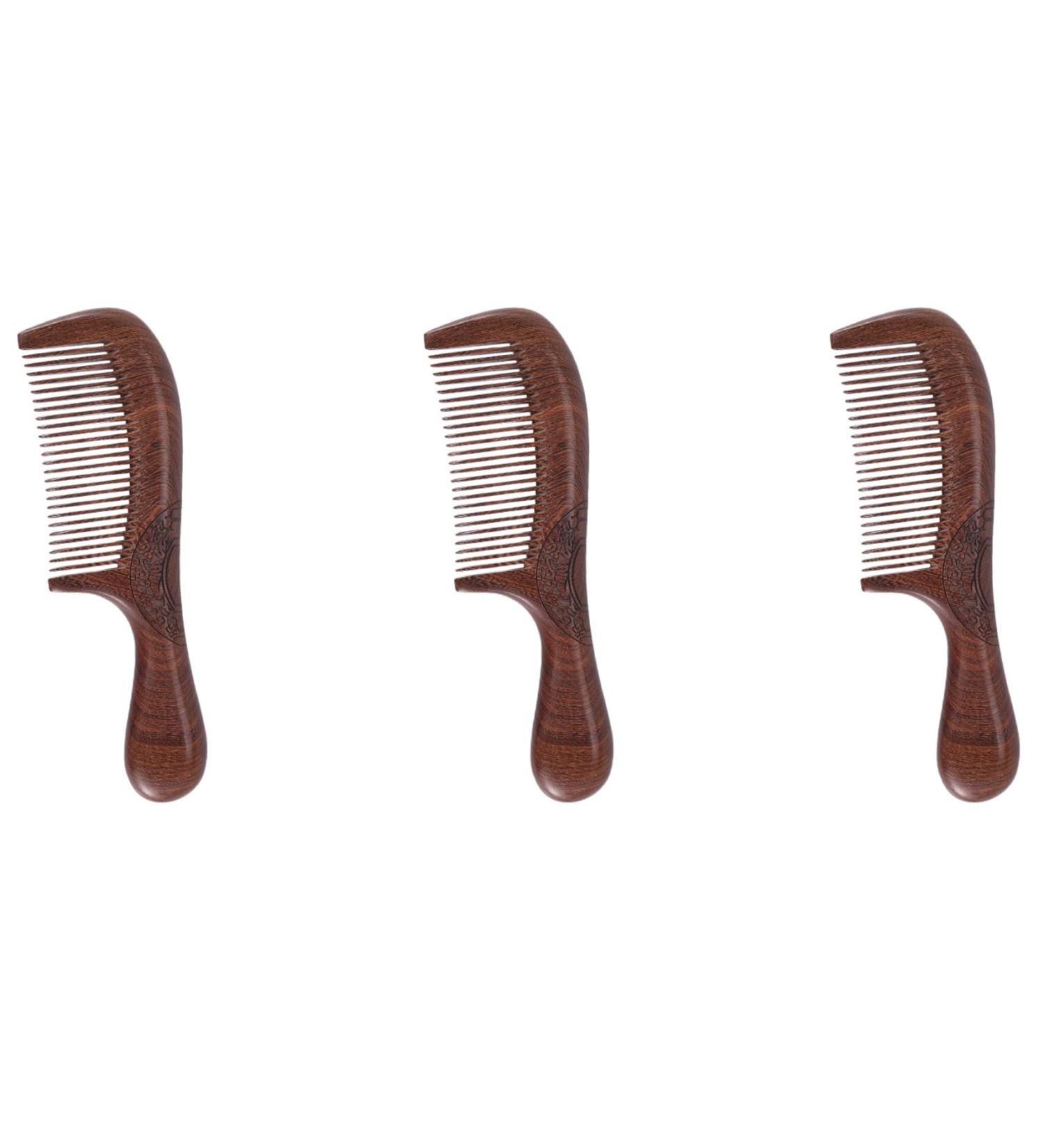 jklashfi 3X Unisex Sandalwood Comb Women Men Home Travel Wood Anti-Static Fine-Tooth Comb Wooden Handles Hair Comb - Buy Online on SooperMarket.com