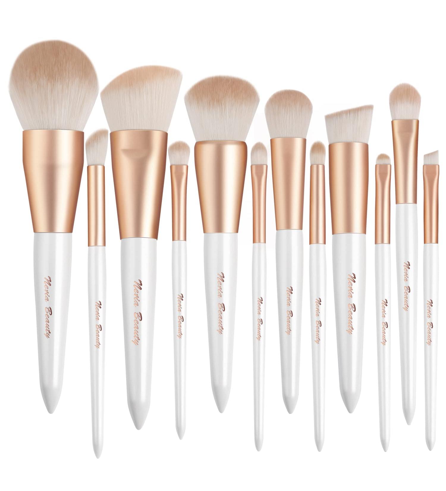 EVRCHGIEA Professional Makeup Brushes Set - White 12pcs | Concealers, Foundation, Blending, Eye Shadow, Blush | Makeup Brush Kit - Buy Online on SooperMarket.com