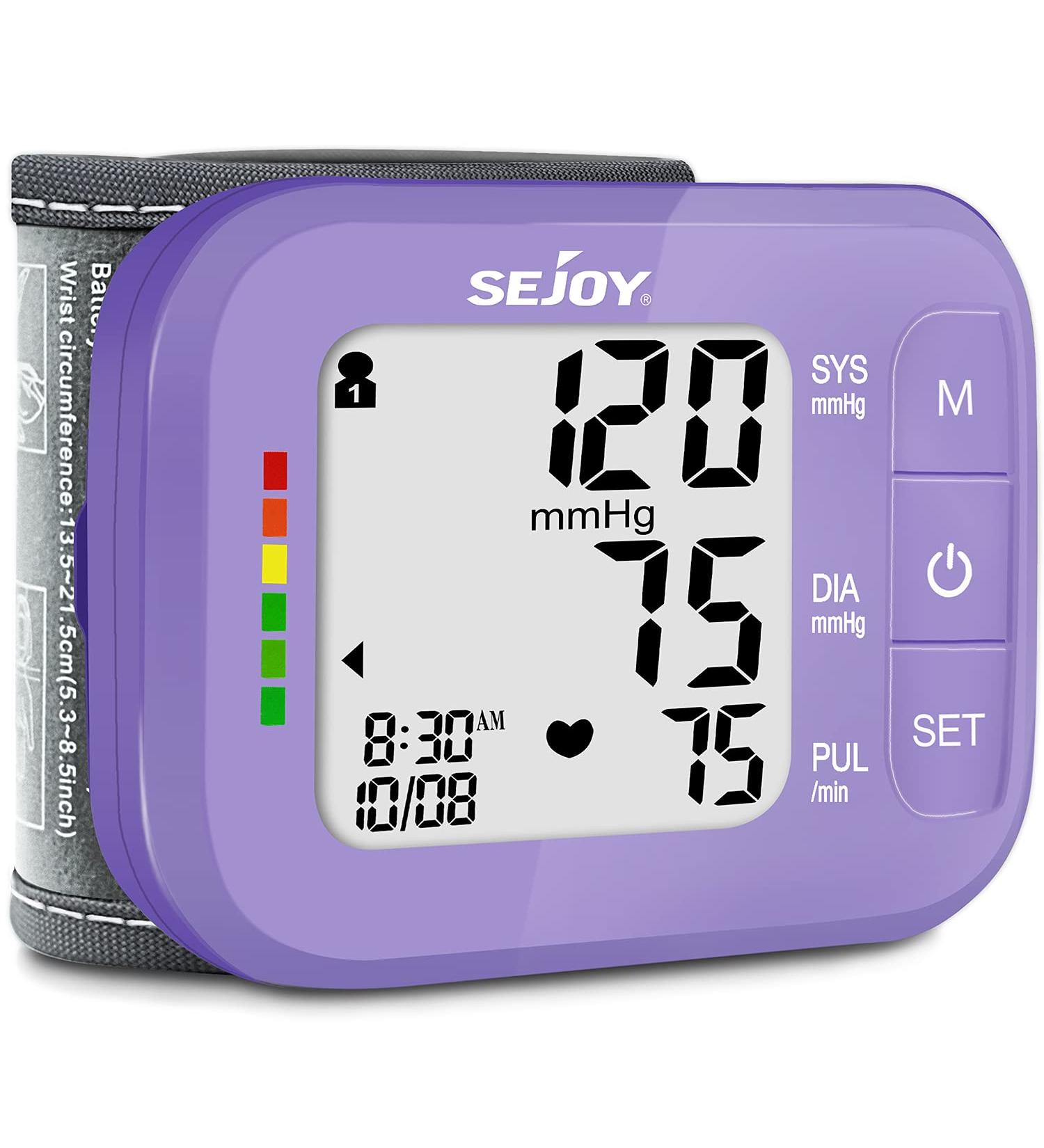 Wrist Blood Pressure Monitor with Irregular Heartbeat Detection and Large Display - Purple | Digital Automatic BP Cuff Monitors for Home Use - 120 Memories, Adjustable Cuff - Buy Online on SooperMarket.com