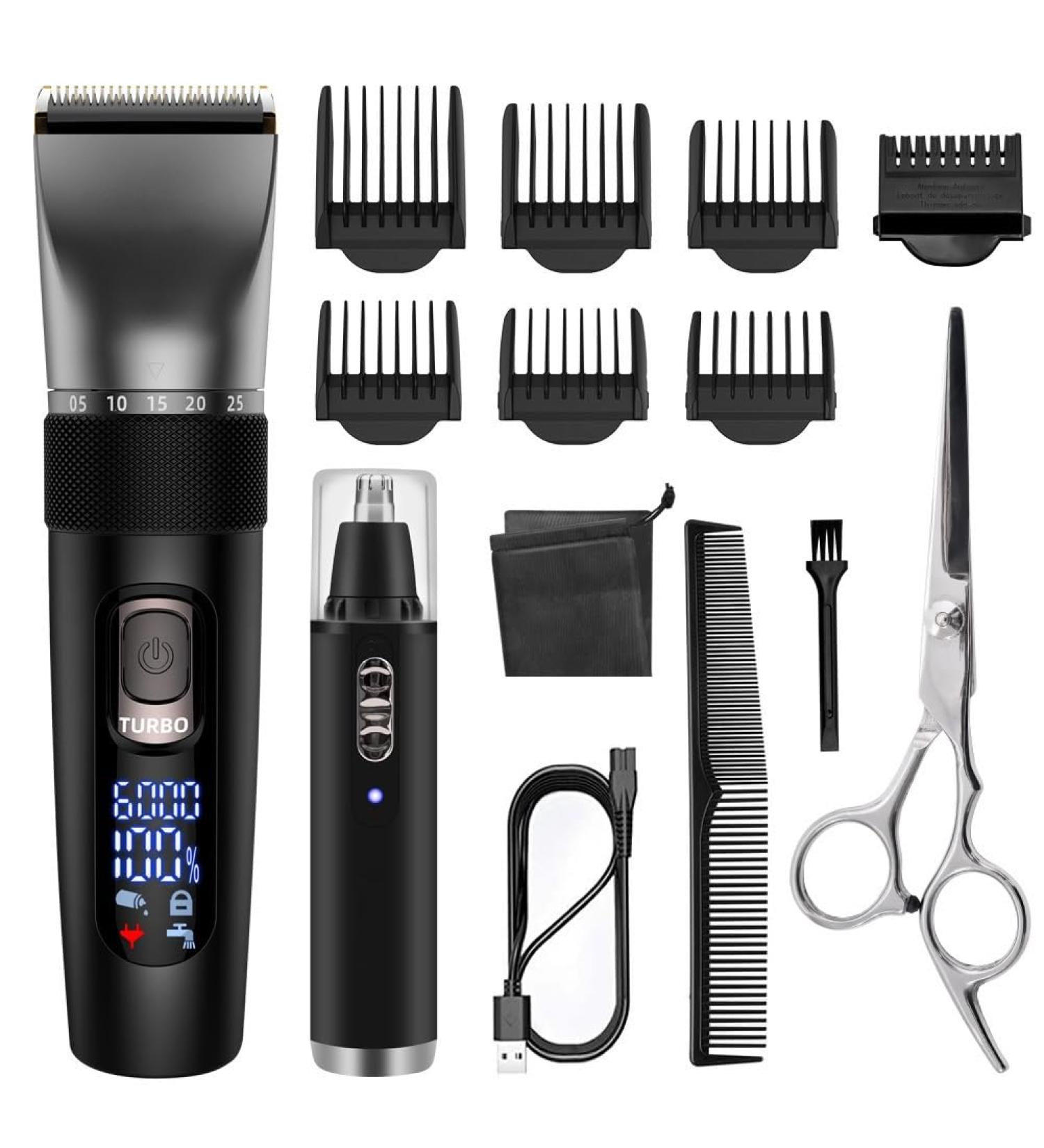 Premium Hair Clippers for Men - Multifunctional Haircut Set with Stainless Steel Blades Beard & Nose Trimmer - International Shipping Available - Buy Online on SooperMarket.com