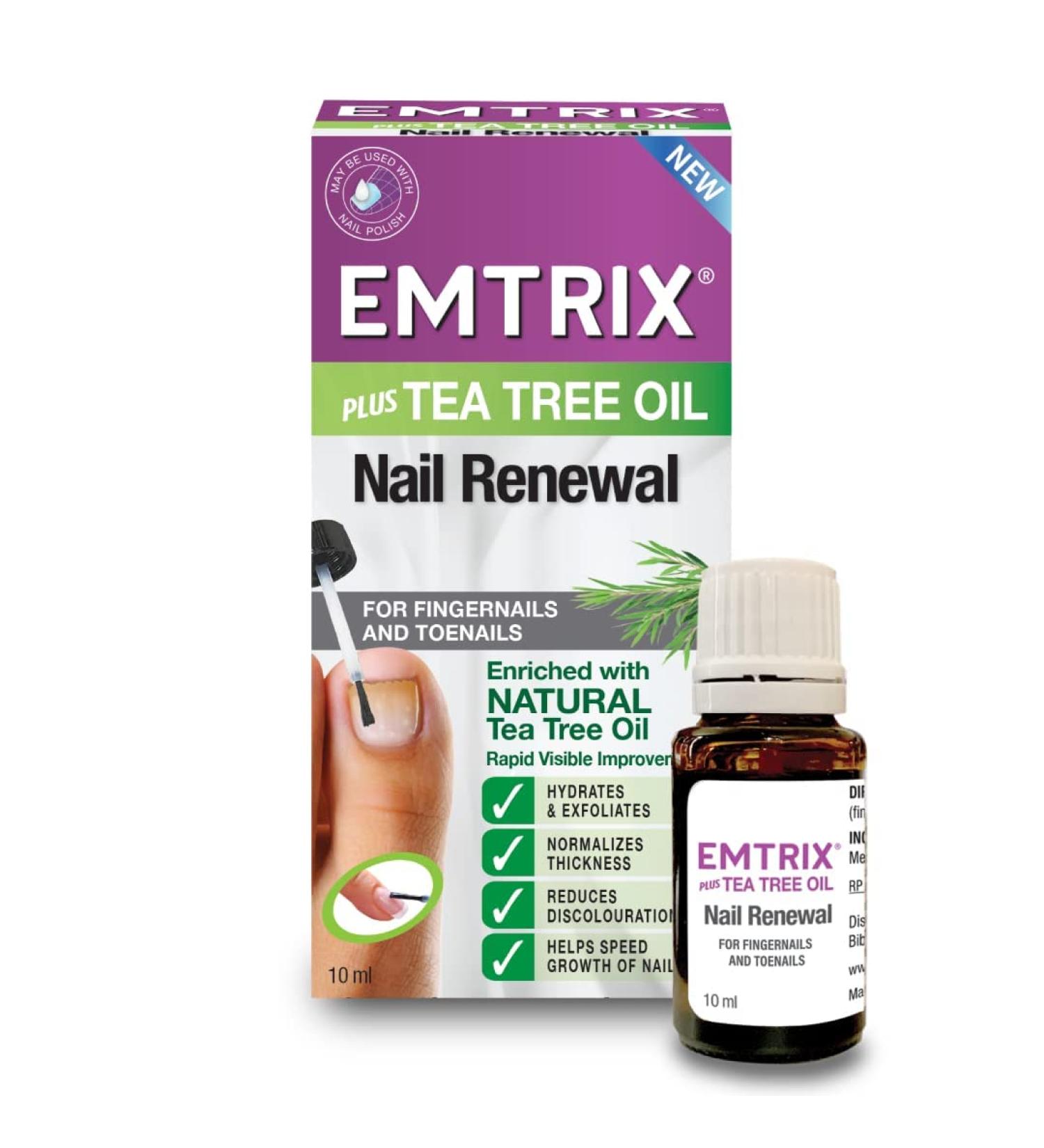 Emtrix Nail Renewal with Tea Tree Oil | Nail Strengthener for Damaged Nails | Healthy Nail Growth | Vegan | 10ml - Buy Online on SooperMarket.com