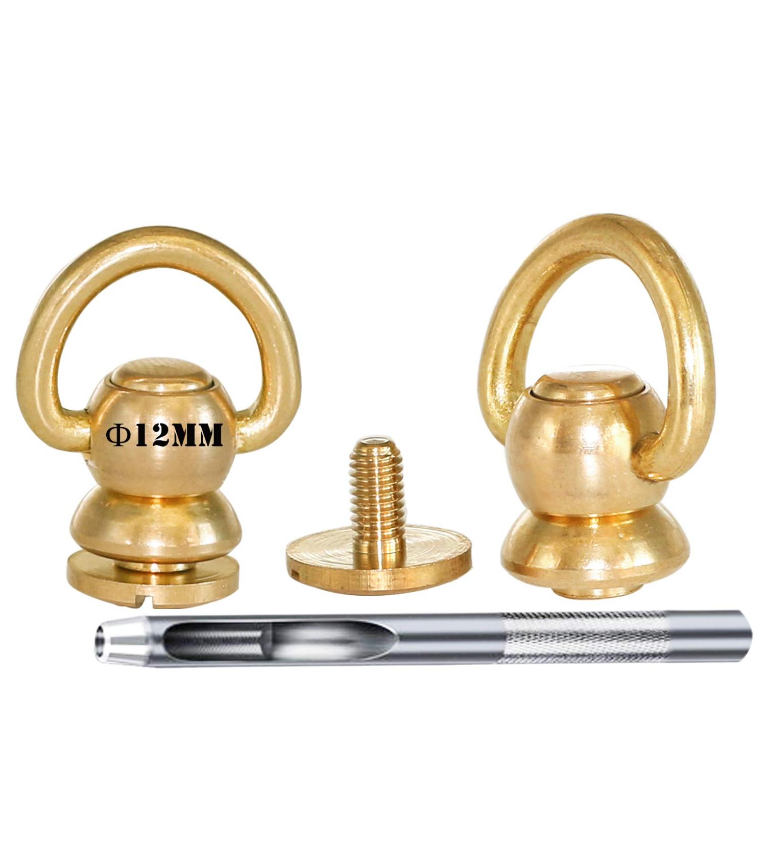 1 Brass Rivets Purse Ball Studs Rivets Nails Chicago Stud Screw 360 Rotatable D Ring Brass Rivets DIY Leather Collar Belt Handbag Shoes Case Motorcycle Furs Jeans Brass Rivets (Big D Ring 2pcs) Big D Ring 2PACK - Buy Online on SooperMarket.com