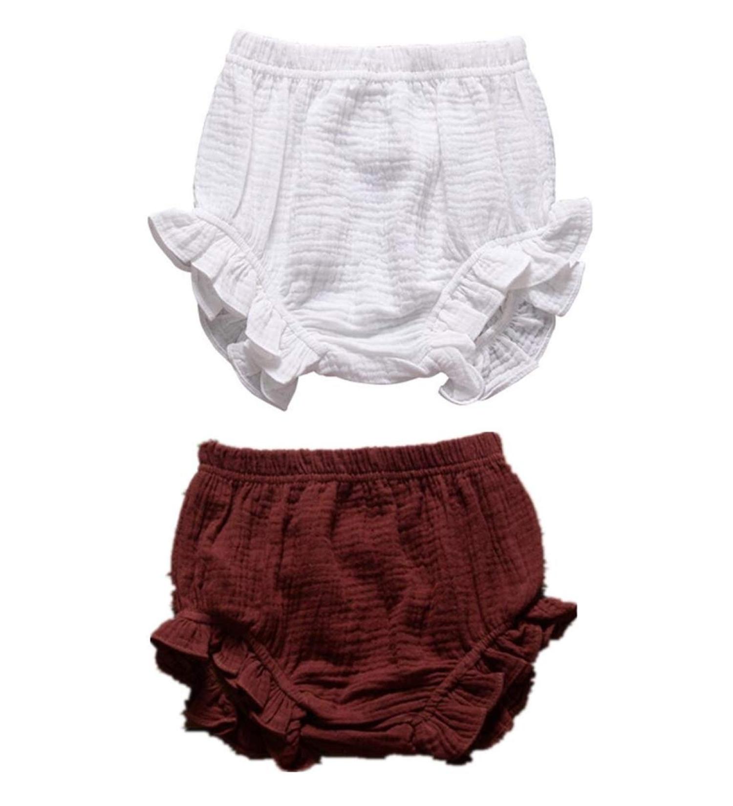 HASAKI 2Pcs Linen Bloomer Shorts for Newborn Baby Boys and Girls - Diaper Cover 18-24 Months (White+Coffee) - Buy Online on SooperMarket.com