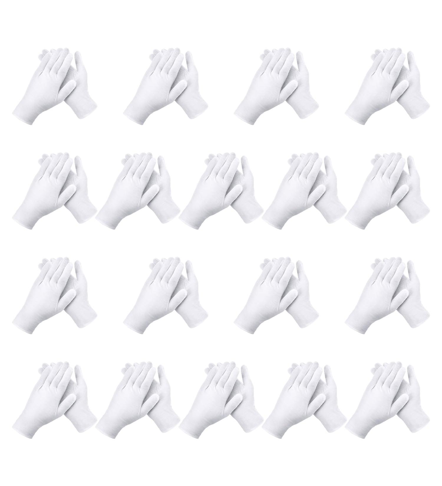 36Pcs White Gloves 18 Pairs Soft Cotton Gloves Large Size Stitched White Gloves for Dry Hand Moisturizing Cosmetic Hand Spa and Coin Jewelry Silver Inspection - Buy Online on SooperMarket.com