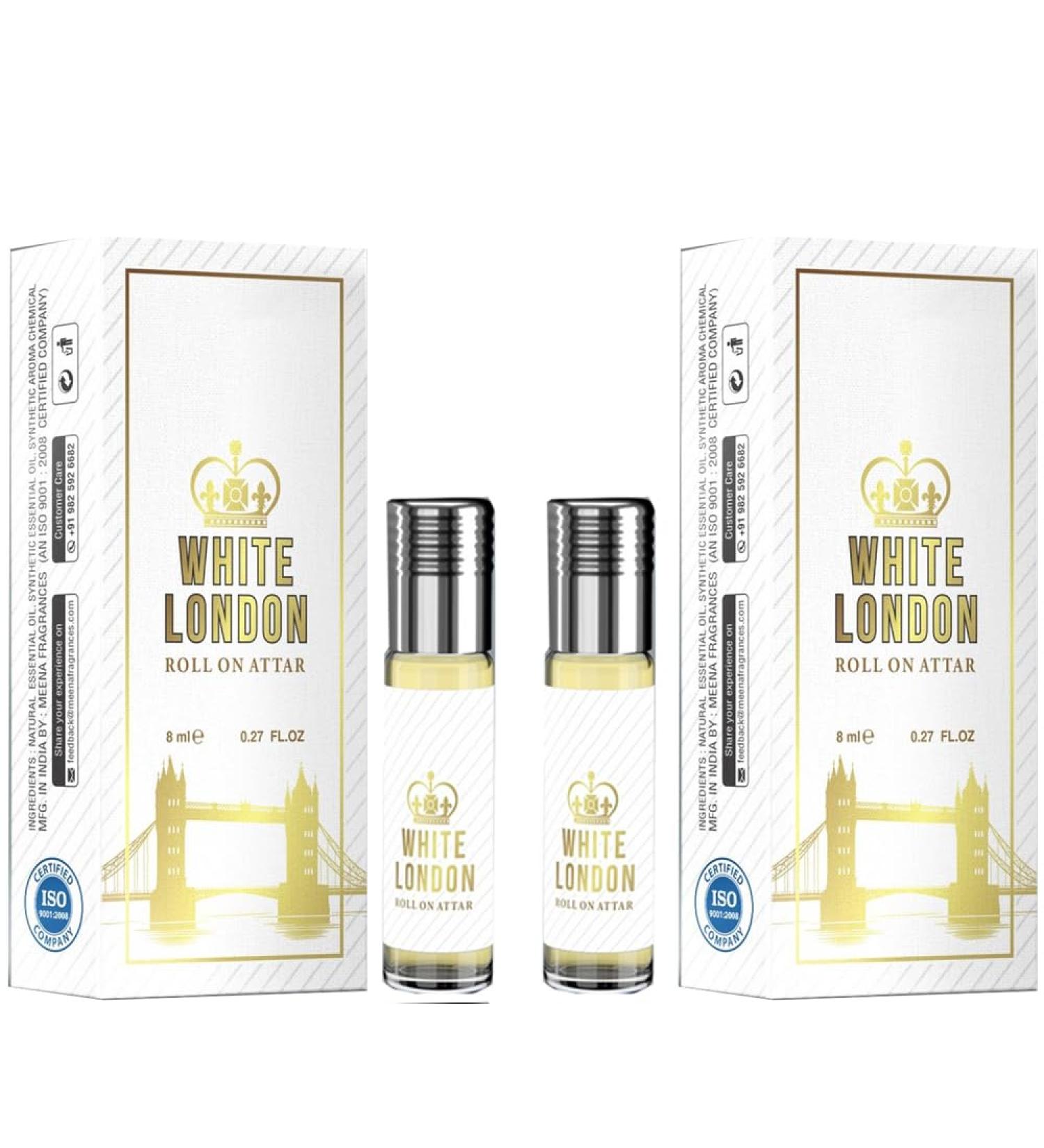 BlueQueen White London Roll On Perfume Pheromone Infused Essential Oil Perfume Cologne - Unisex For Men and Women - 0.27 Oz Pack of 2 - Buy Online on SooperMarket.com