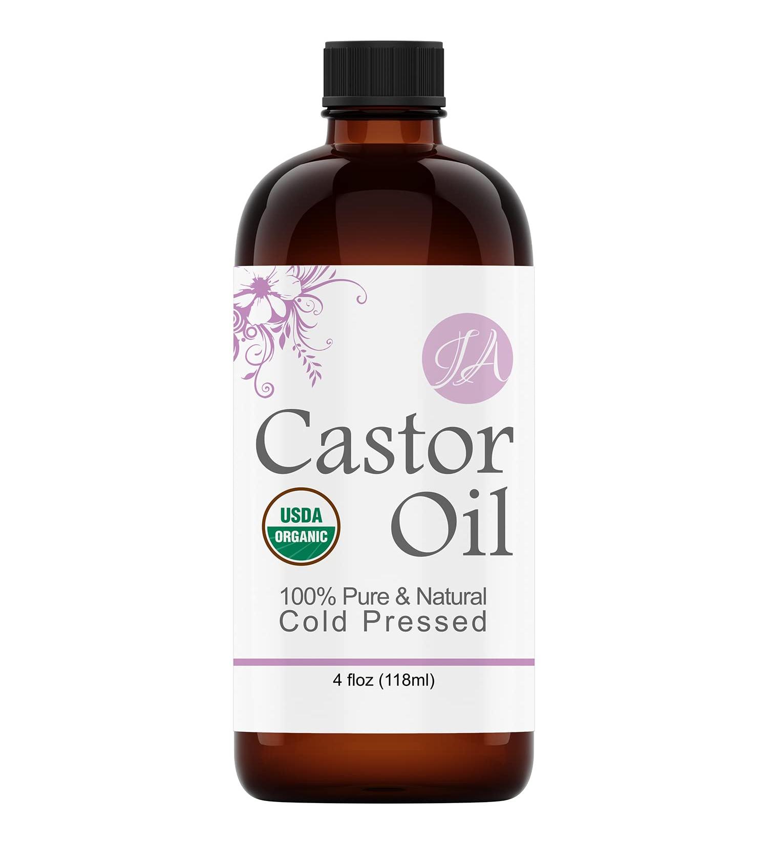 Organic Castor Oil 4oz - Pure & Natural Cold Pressed for Lashes, Eyebrows, Hair & More - Buy Online on SooperMarket.com