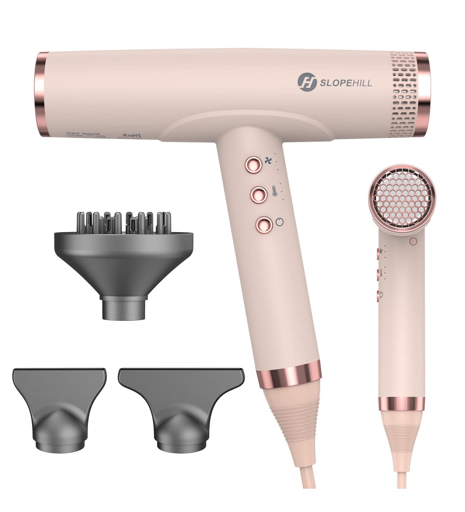 Buy Slopehill 2000W Ionic Hair Dryer - Professional Lightweight Pink Blow Dryer for Women | High Speed Salon Quality Travel Hairdryer - Buy Online on SooperMarket.com