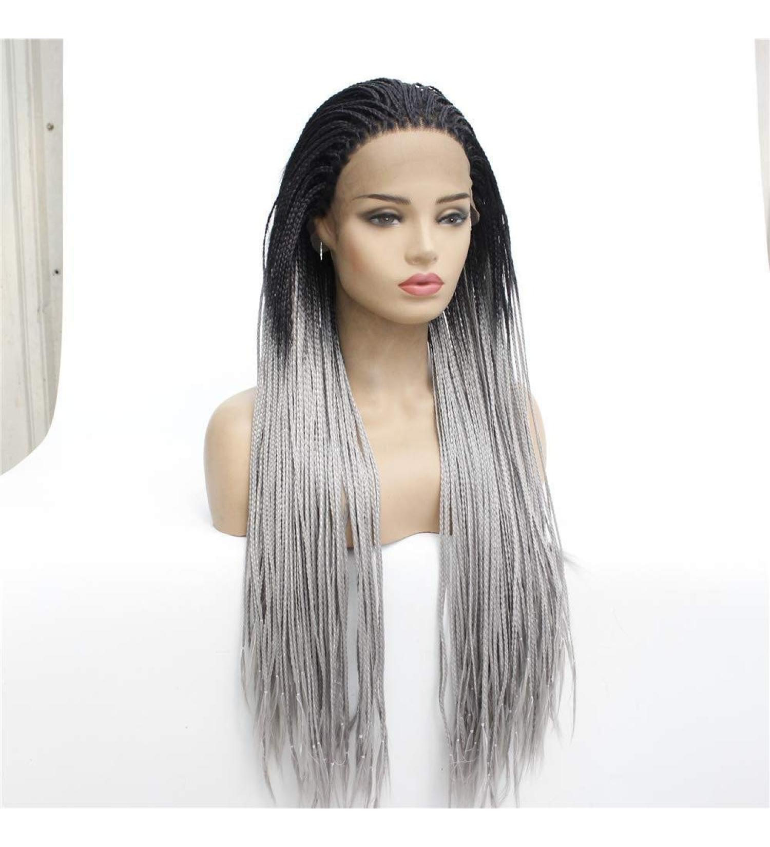 Shop Gradient Long Straight Front Lace Wig with Braids - International Shipping Available - Buy Online on SooperMarket.com