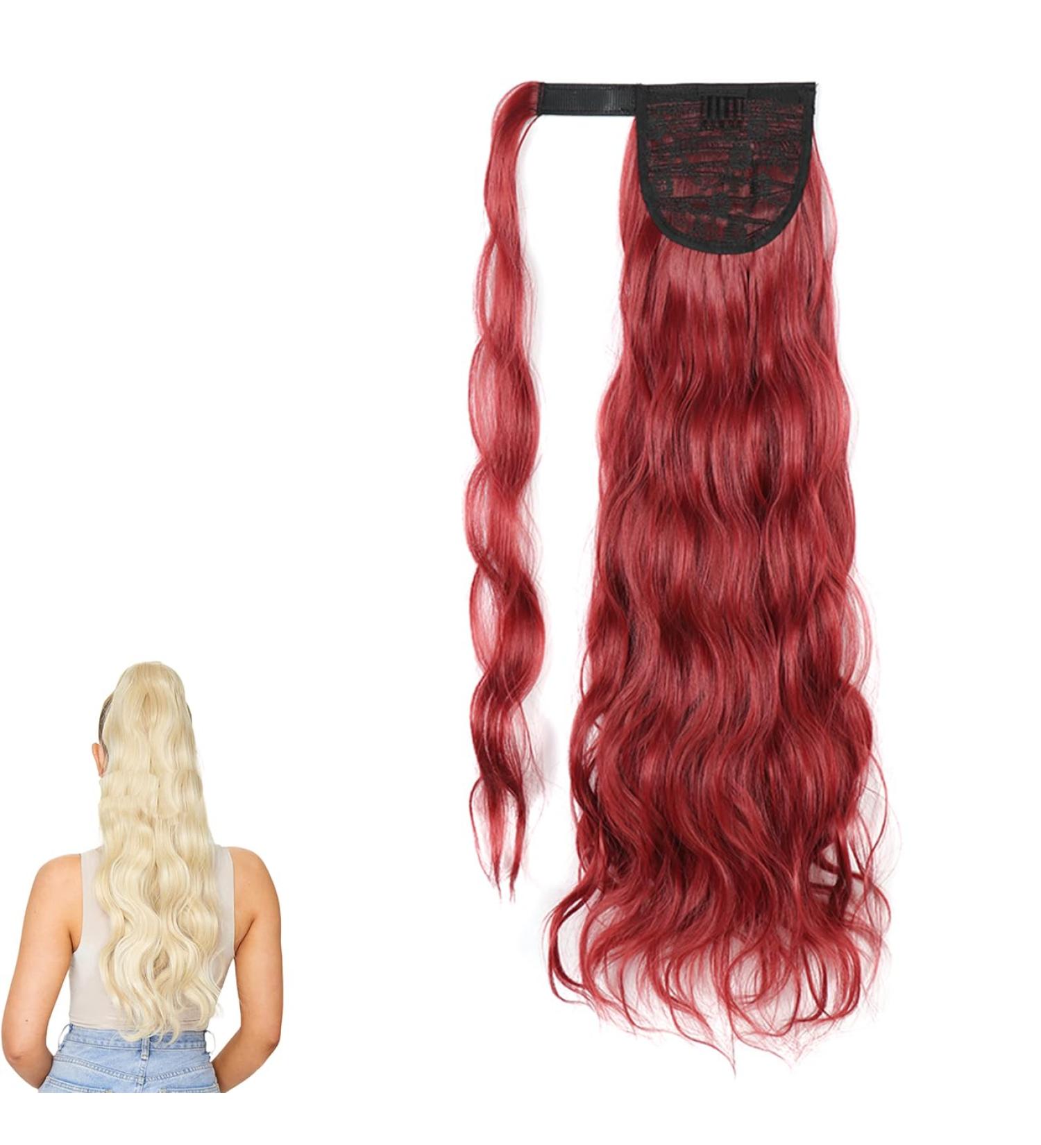 Prinfantasy Red Curly Wrap Around Ponytail Synthetic Hair Extension 24 inch - Perfect for Cosplay - MW133 - Buy Online on SooperMarket.com