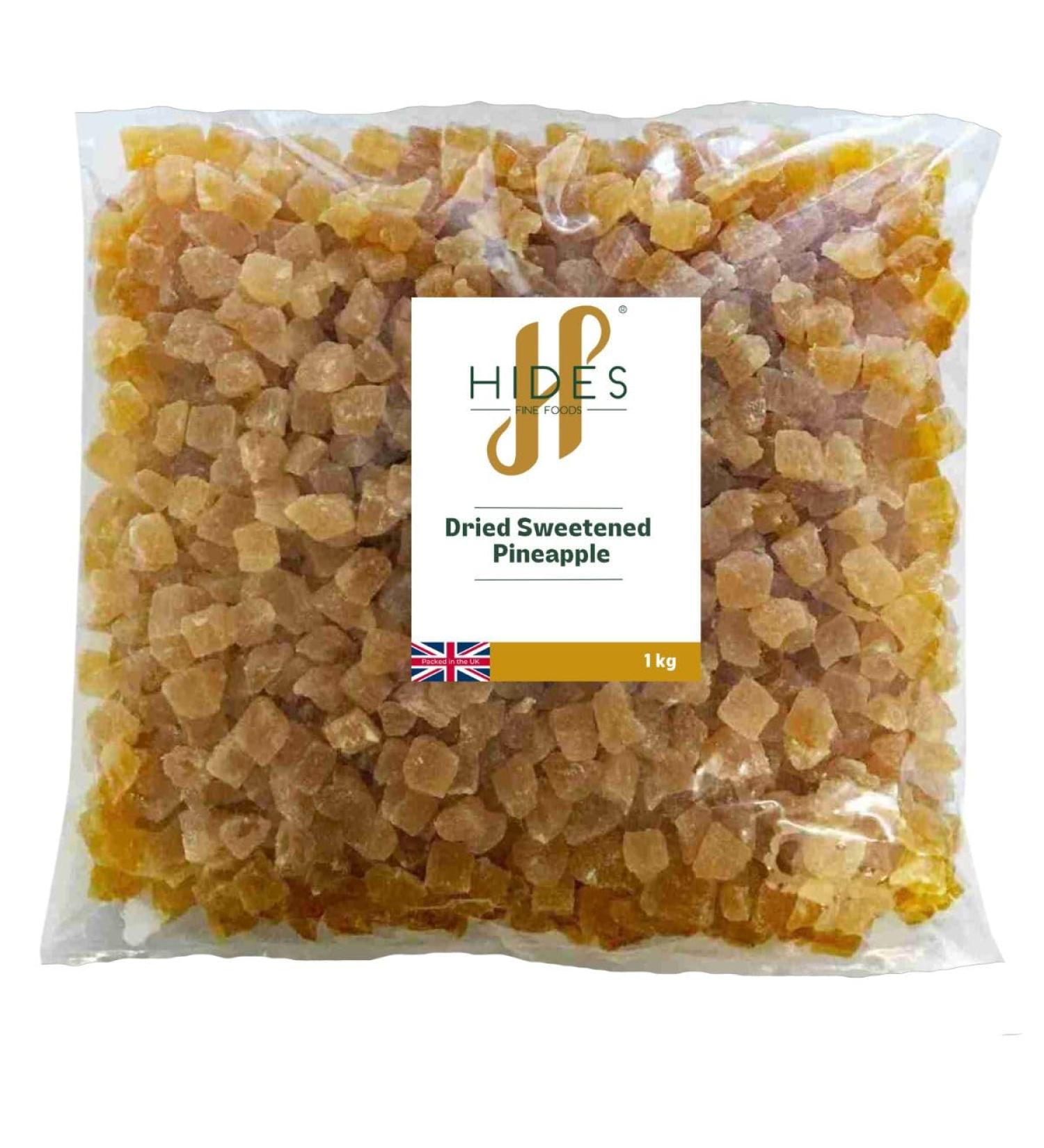 Hides Fine Foods - Dried Sweetened Diced Pineapple 1kg - Suitable for Vegetarians - GMO Free - Baking - Granola - Breakfast - Snacking - Desserts - Curries - Buy Online on SooperMarket.com