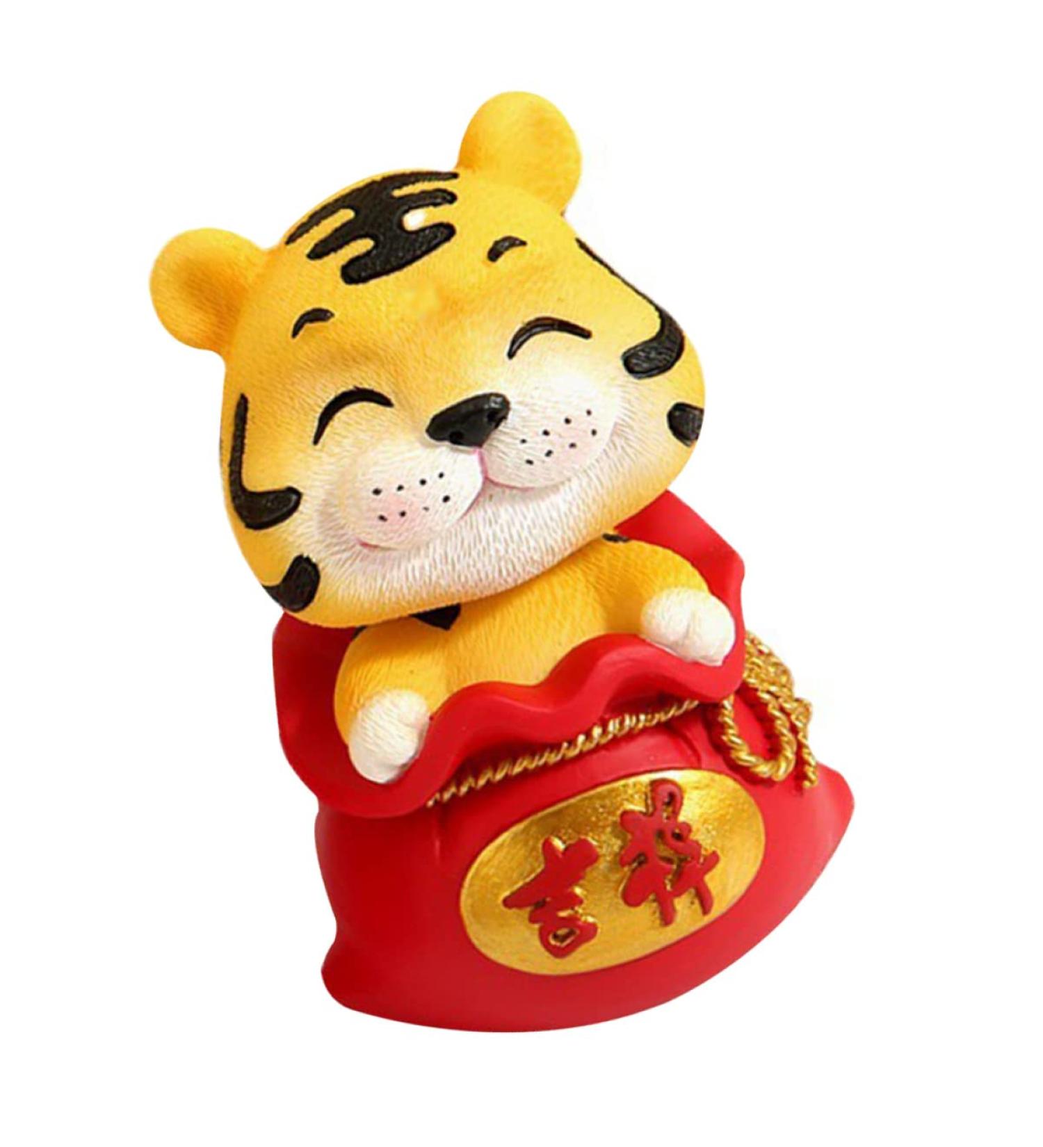 ORFOFE Digital Dash 1pc Year of The Tiger Bobble Head Ornament Crafts Office Resin Shake Your Head Red Fengshui Statue Red 1 6X6X9.5CM - Buy Online on SooperMarket.com