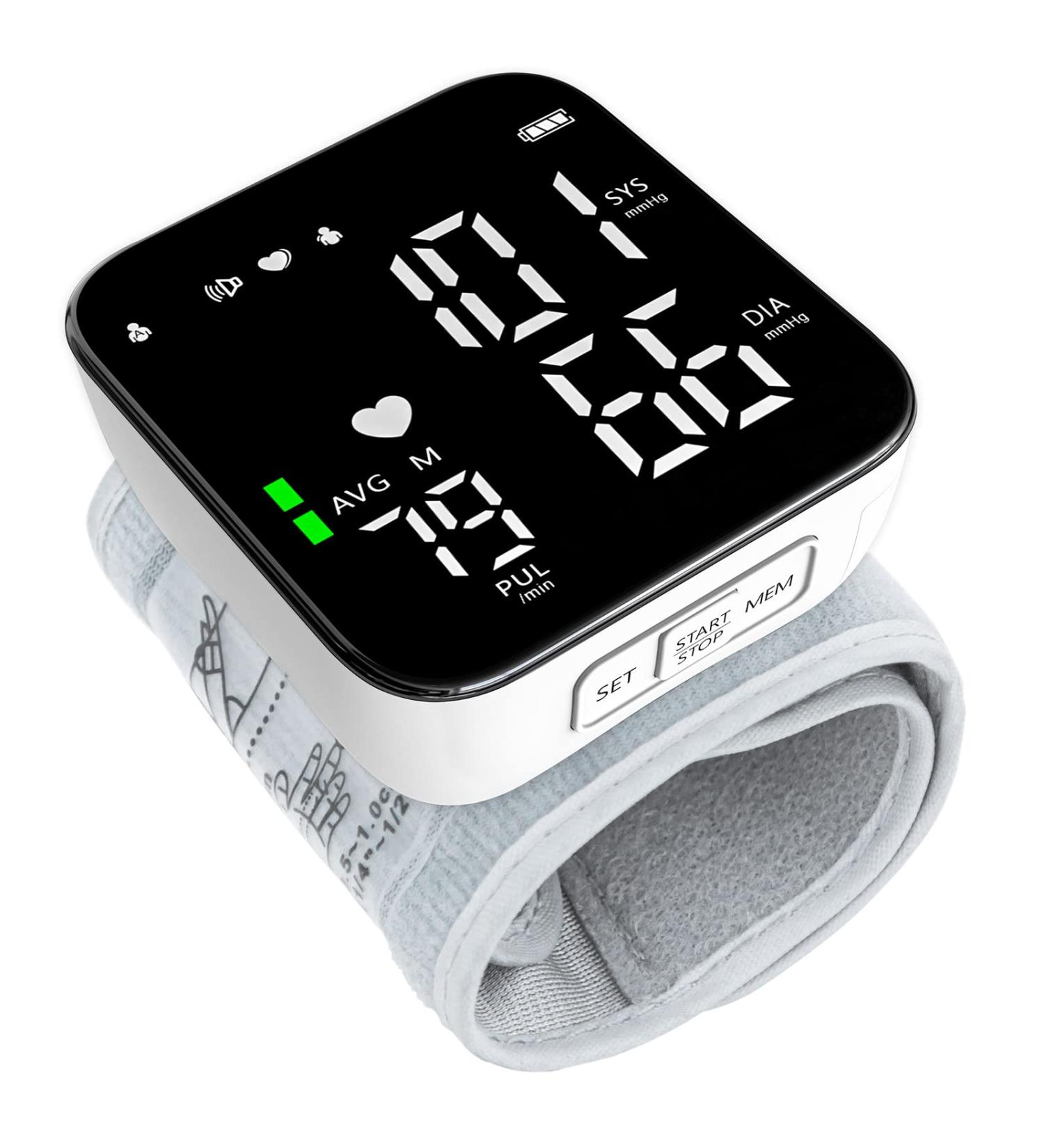 Ruord Large LED Backlit Blood Pressure Monitor - Adjustable Wrist Cuff, 99 Reading Memory, Irregular Heartbeat Indicator - Automatic Digital BP Monitor for Home Use - Black - Buy Online on SooperMarket.com