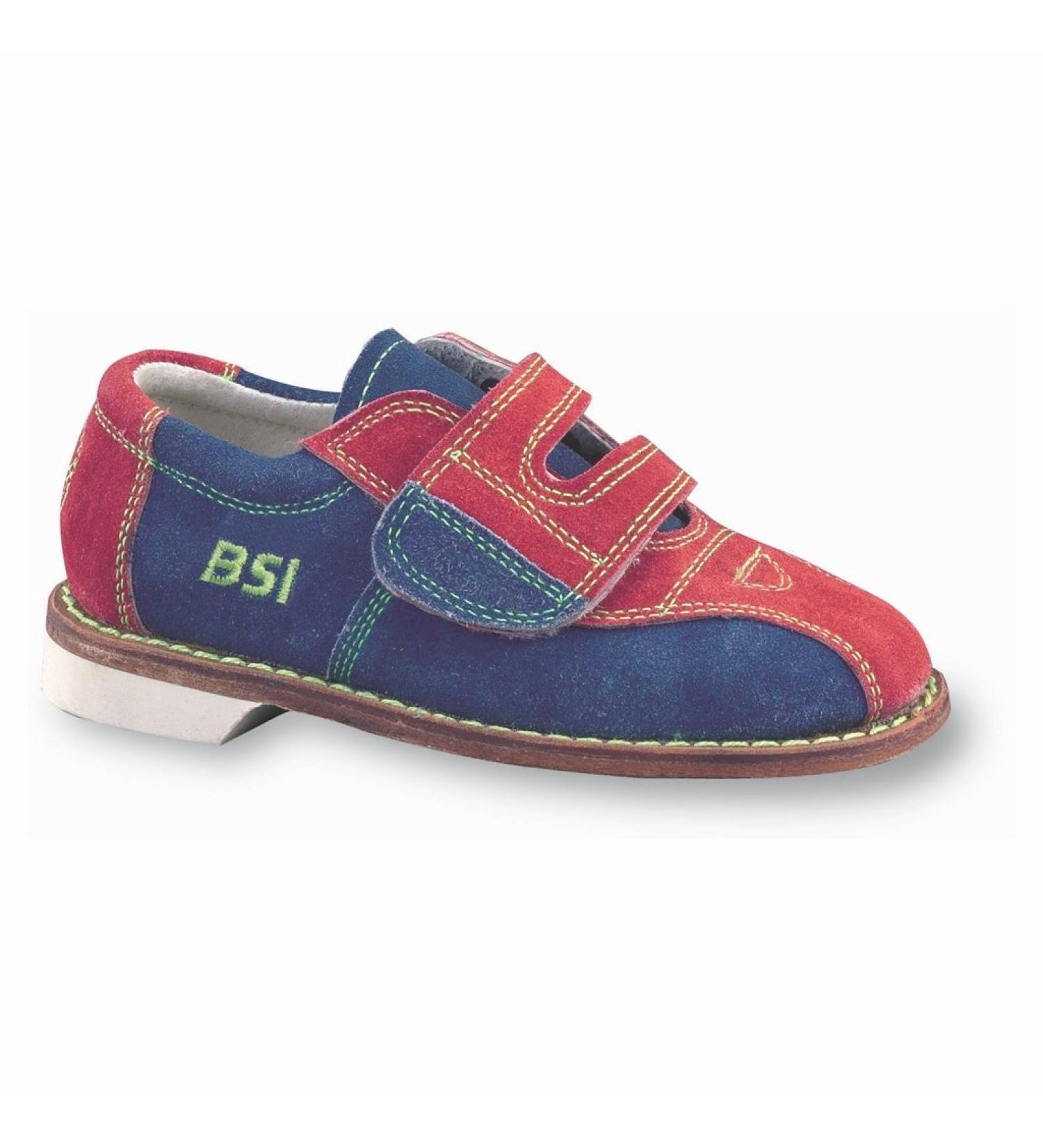 BSI Boys Suede Rental Bowling Shoes- Hook and Loop (Youth 3 M US, Red/Blue)