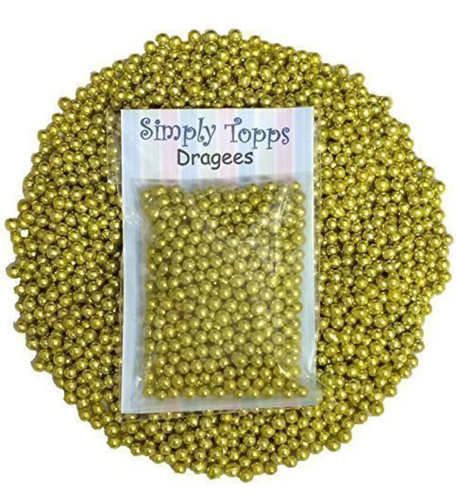 Gold Coloured sugar dragees 30g for cake and cookie decorations