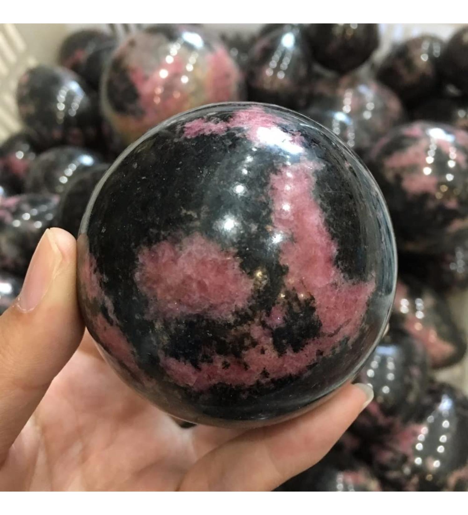 Natural Crystal Rough Home Decoration 65mm Natural Plum Tourmaline Palm Crystal Ball s - Buy Online on SooperMarket.com