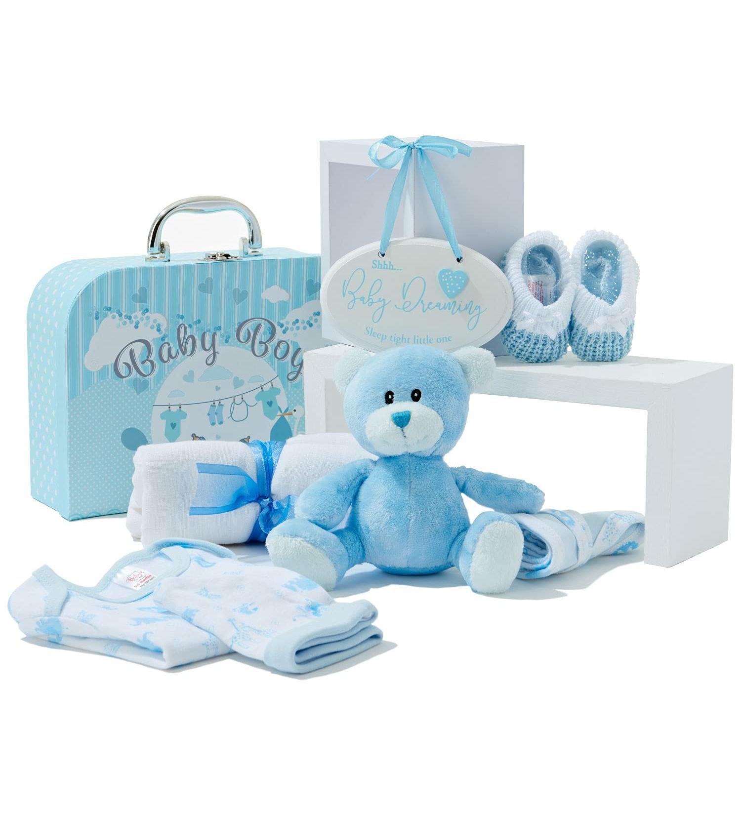 Baby Box Shop Baby Boy Gifts Newborn - 7 Baby Shower Gifts for Baby Boy includes New Baby Boy Gifts in a New Born Baby Gift Set New Born Baby Boy Gift Baby Boy Hamper for New Born Baby - Blue - Buy Online on SooperMarket.com