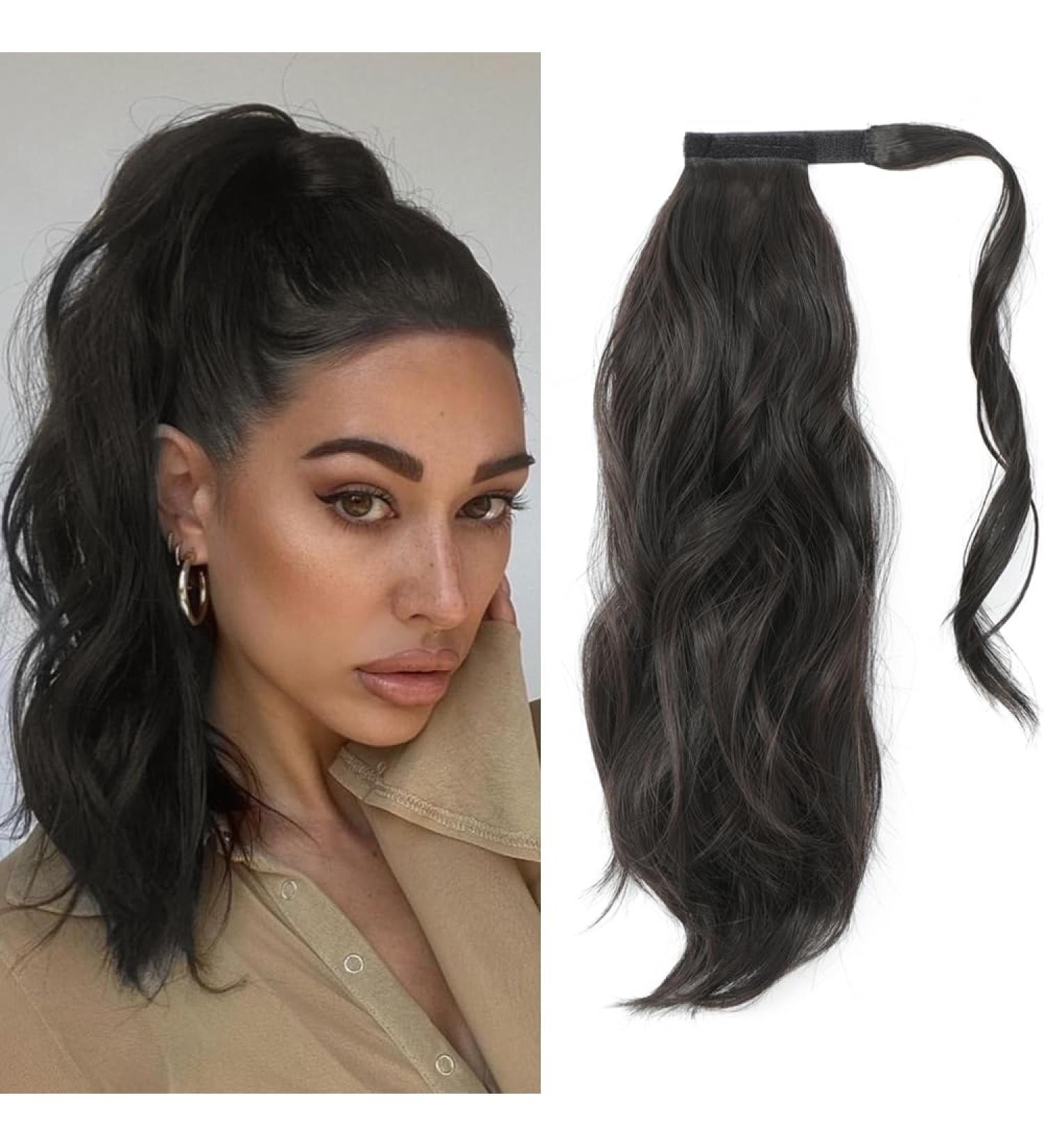MORICHY Ponytail Extension 14Inch Synthetic Natural Wavy Ponytail Extension Hair Wrap Around Pony Tail Hair Extensions for Women Girls Black Brown Color (Brown Black) 14Inch Black Brown - Buy Online on SooperMarket.com