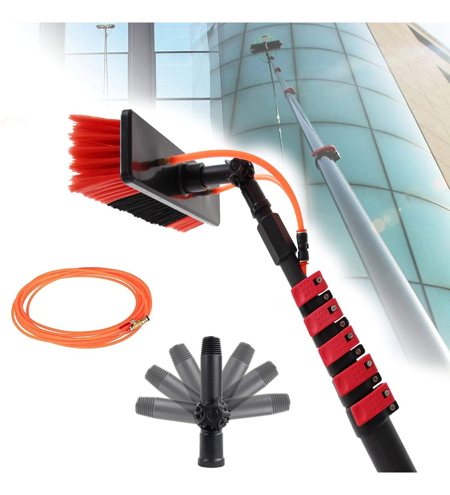 12-36 Foot (Long Reach) Photovoltaic Panels Cleaning Brush & Pole with 20m Hose Water Fed Pole Kit Outdoor Window Glass Cleaning Tool 35cm Brush Head 11M/36FT - Buy Online on SooperMarket.com