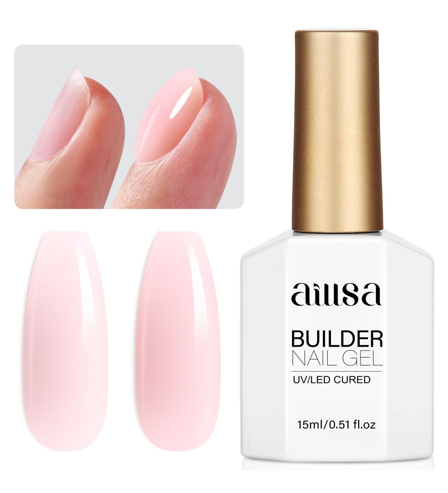 AILLSA Milky Pink Builder Gel - 7 in 1 Hard Gel Polish | Nail Thickening Strengthening & UV Color Extension | French Manicure Base Coat - 0.51 Oz - Buy Online on SooperMarket.com