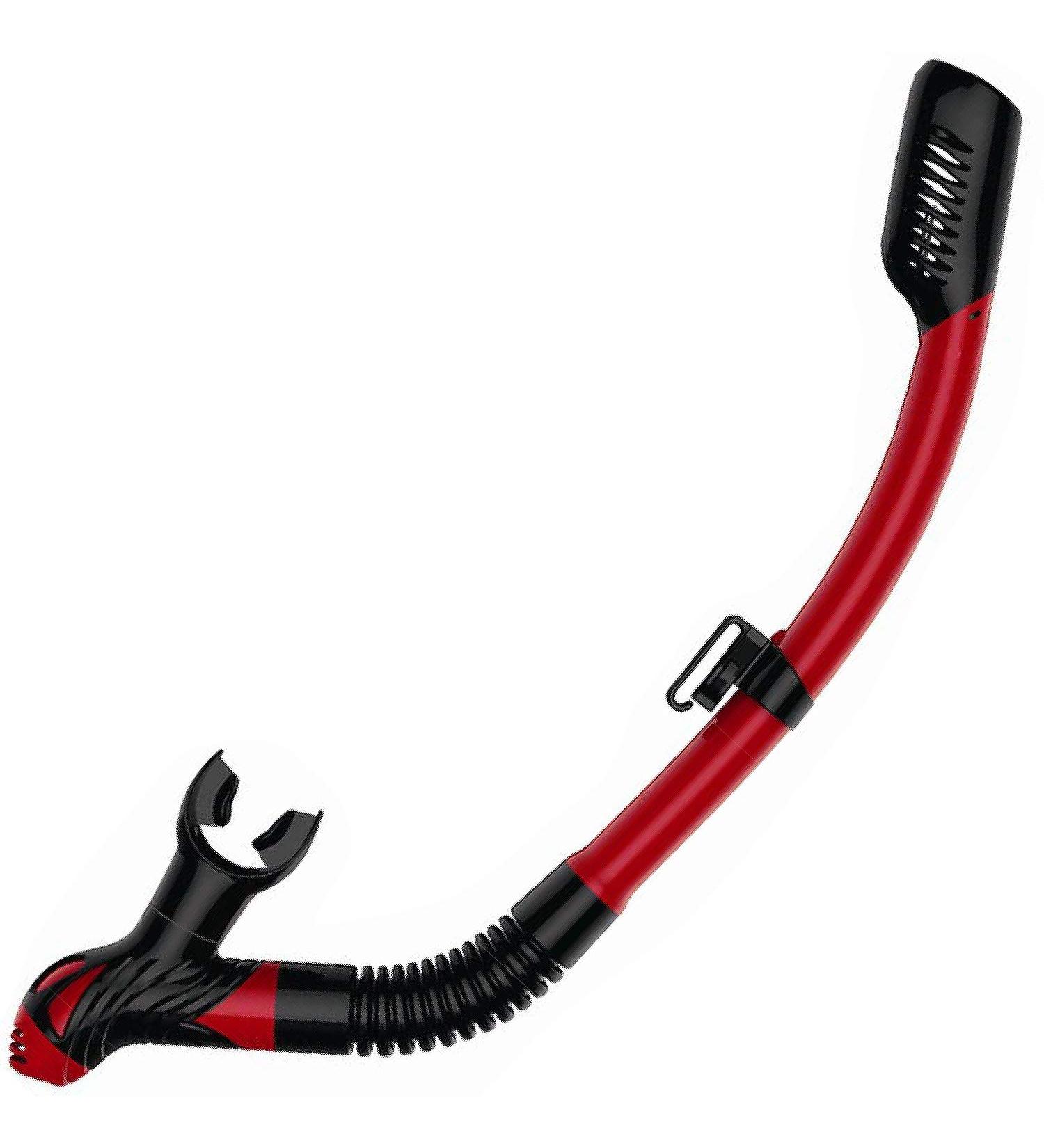 Kraken Aquatics Dry Snorkel | Quality Professional Snorkel Gear with Dry Top Valve, Comfortable Silicone Mouthpiece and Purge Valve for Scuba Diving, Snorkeling, Freediving, Spearfishing and Swimming Red